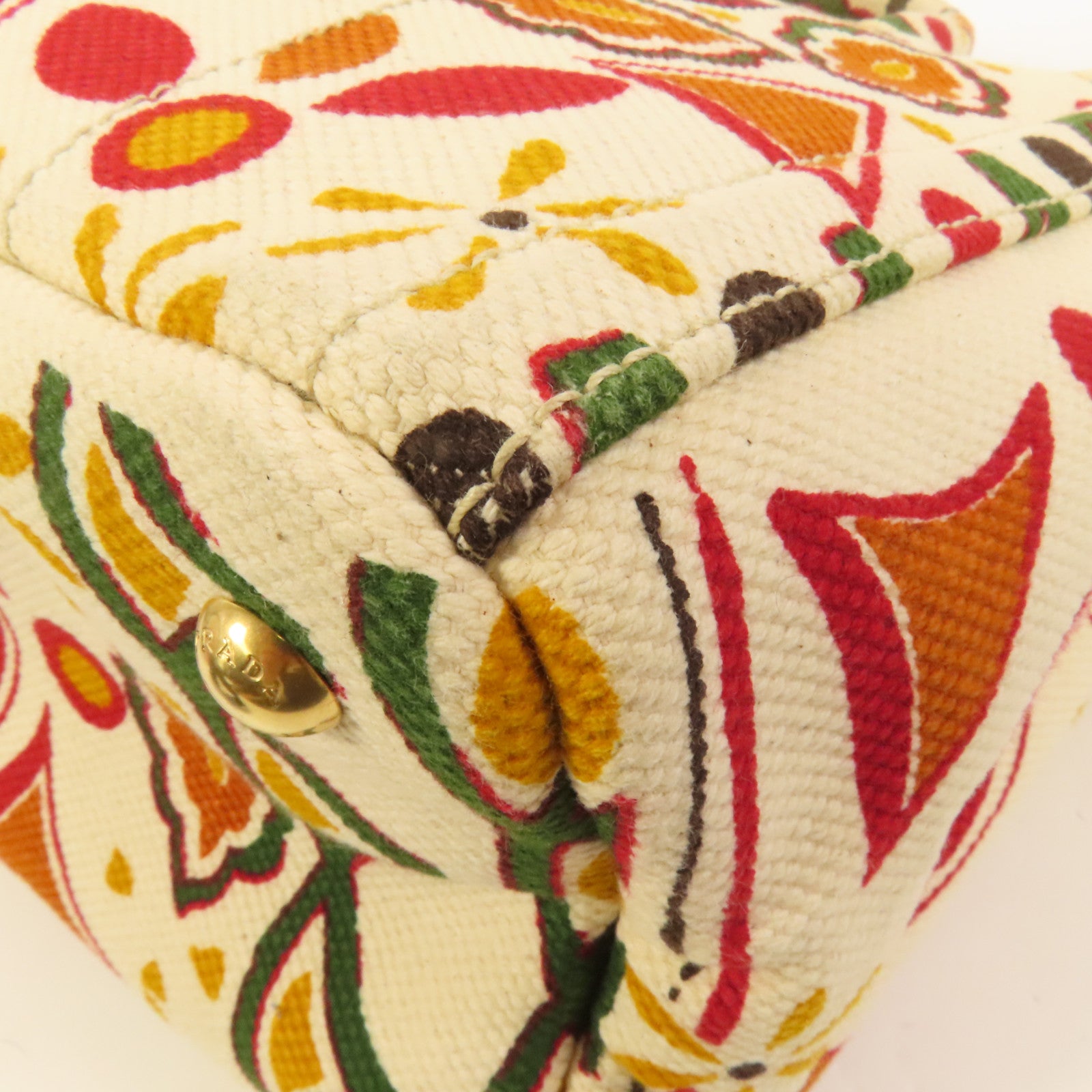PRADA 帆布Canapa Joy金扣手挽肩背兩用袋