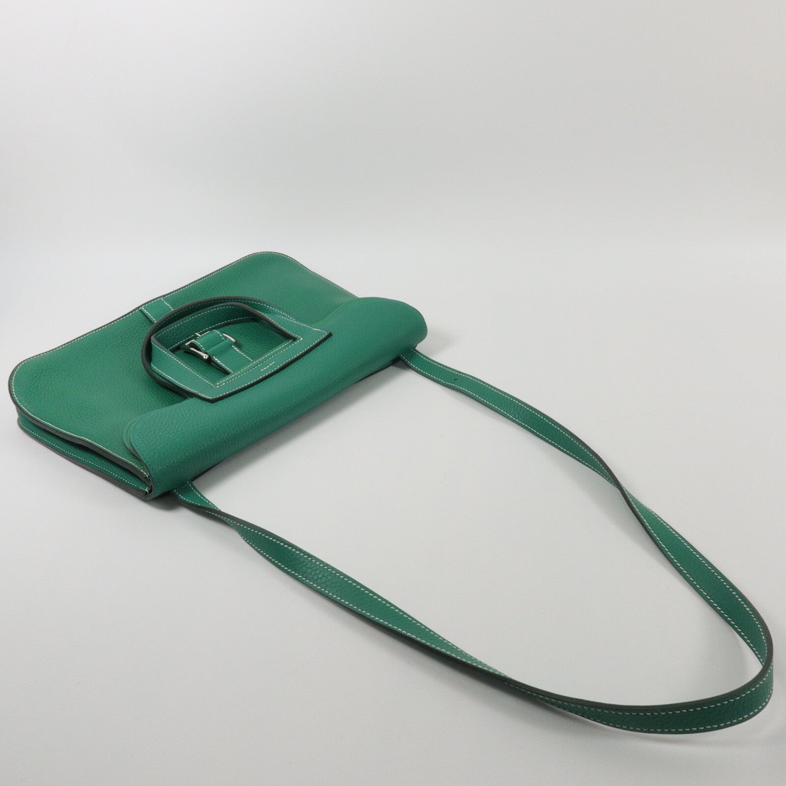 HERMES Clemence皮革Halzan 31手挽肩背兩用袋Menthe