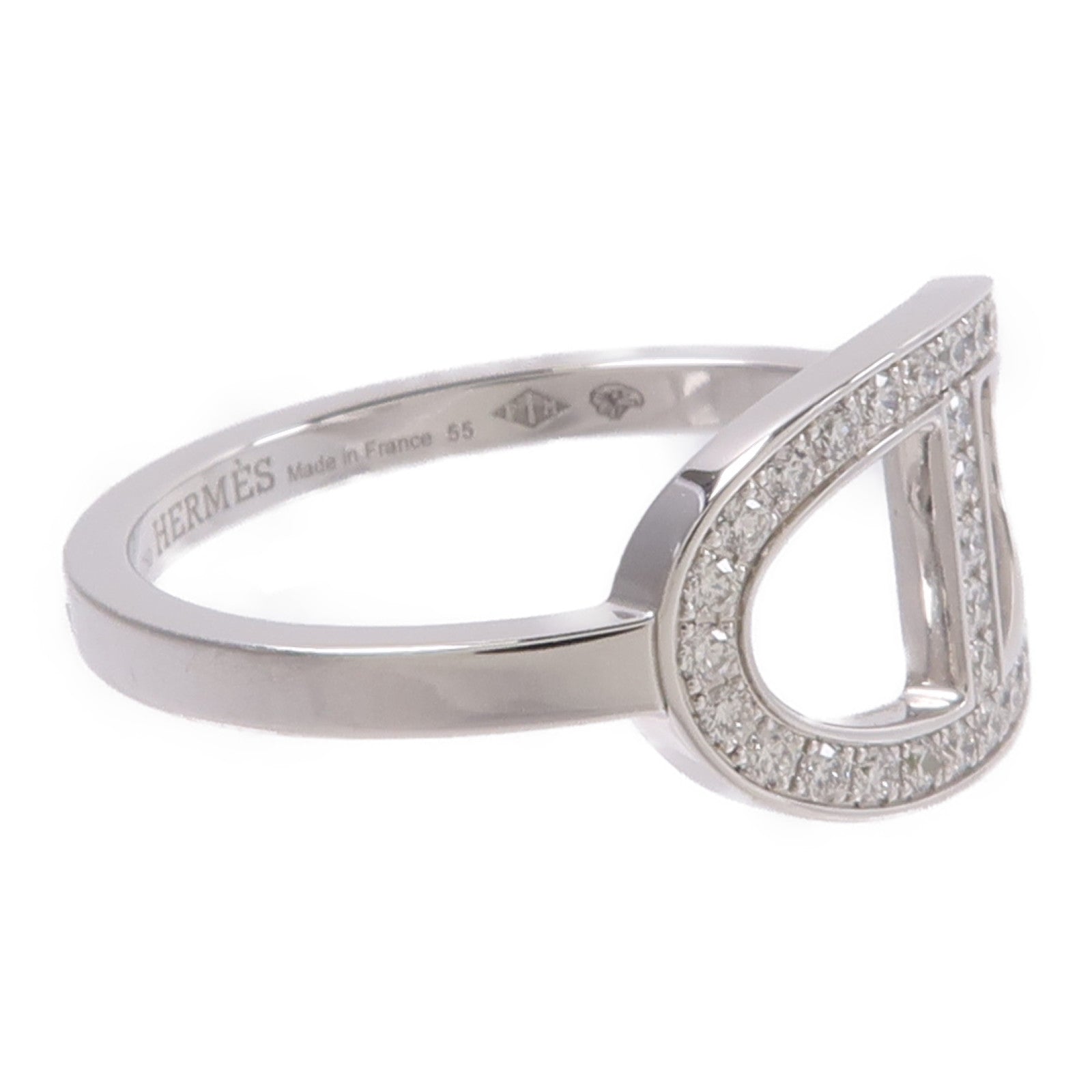 HERMES 18K白金Bague d'ancre Ring鑽石戒指