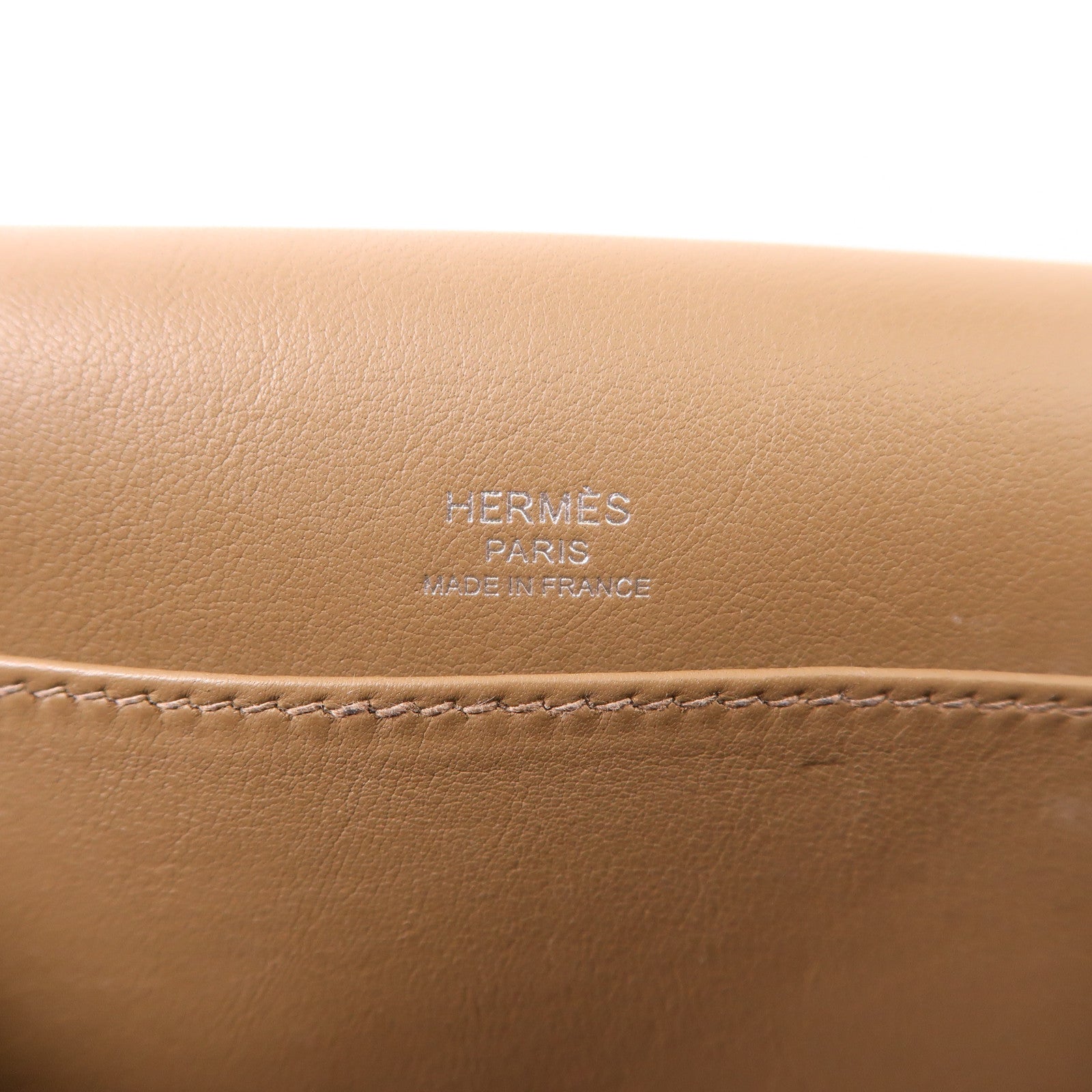 HERMES Chevre皮革Geta銀扣肩背袋18 Etoupe