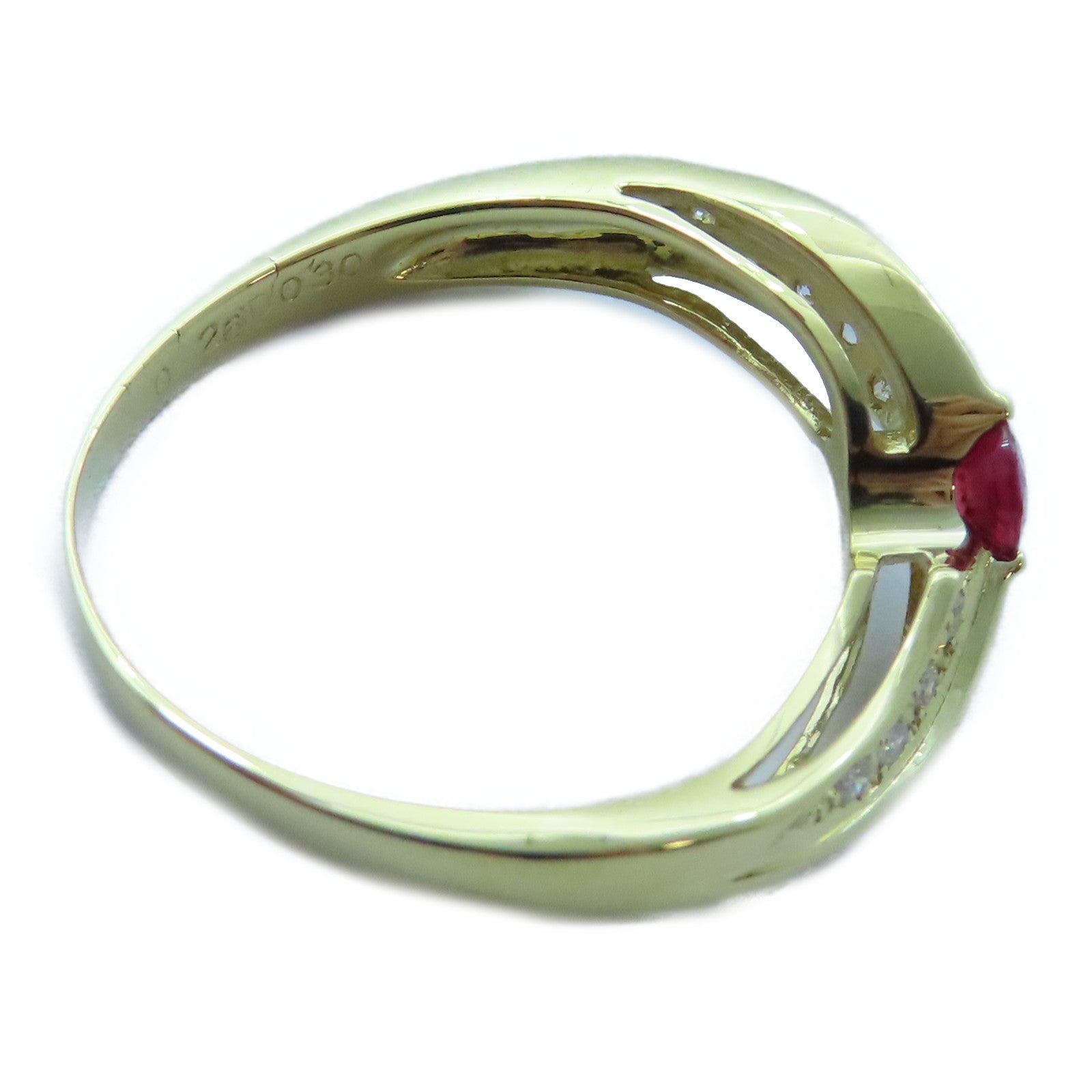 JEWELRY 【激減優惠】18K黃金Ruby/Diamond Ring 0.26ct紅寶石/0.30ct鑽石戒指US#8