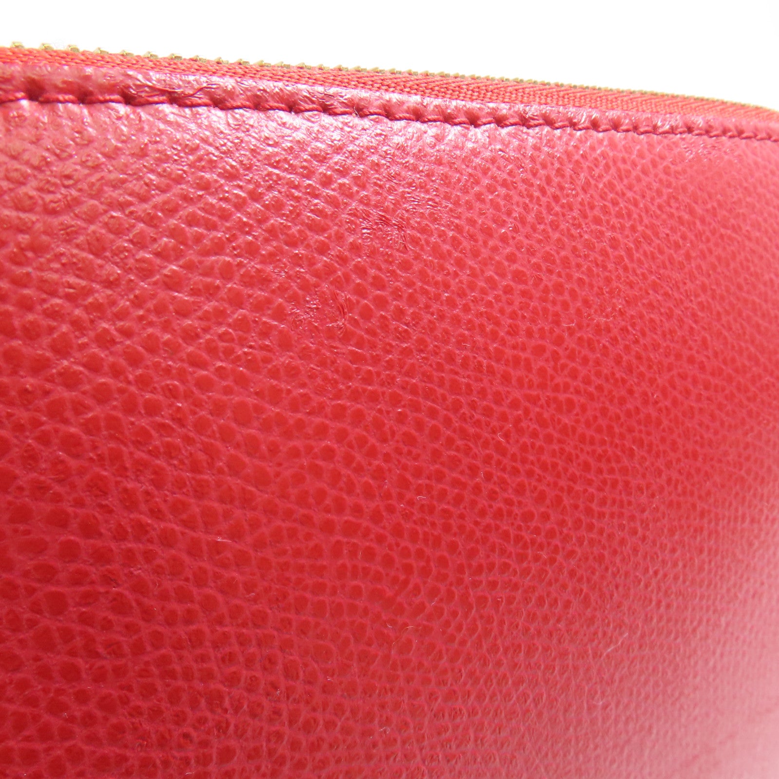 FURLA GHW Pouch Calfskin Leather Red