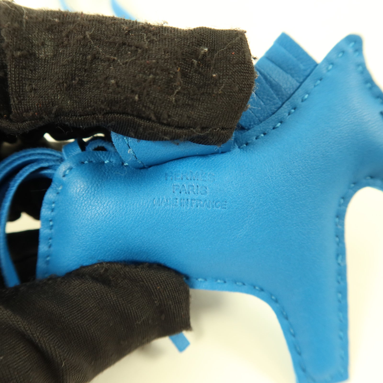 HERMES Milo皮革Rodeo PM掛飾Bleu France