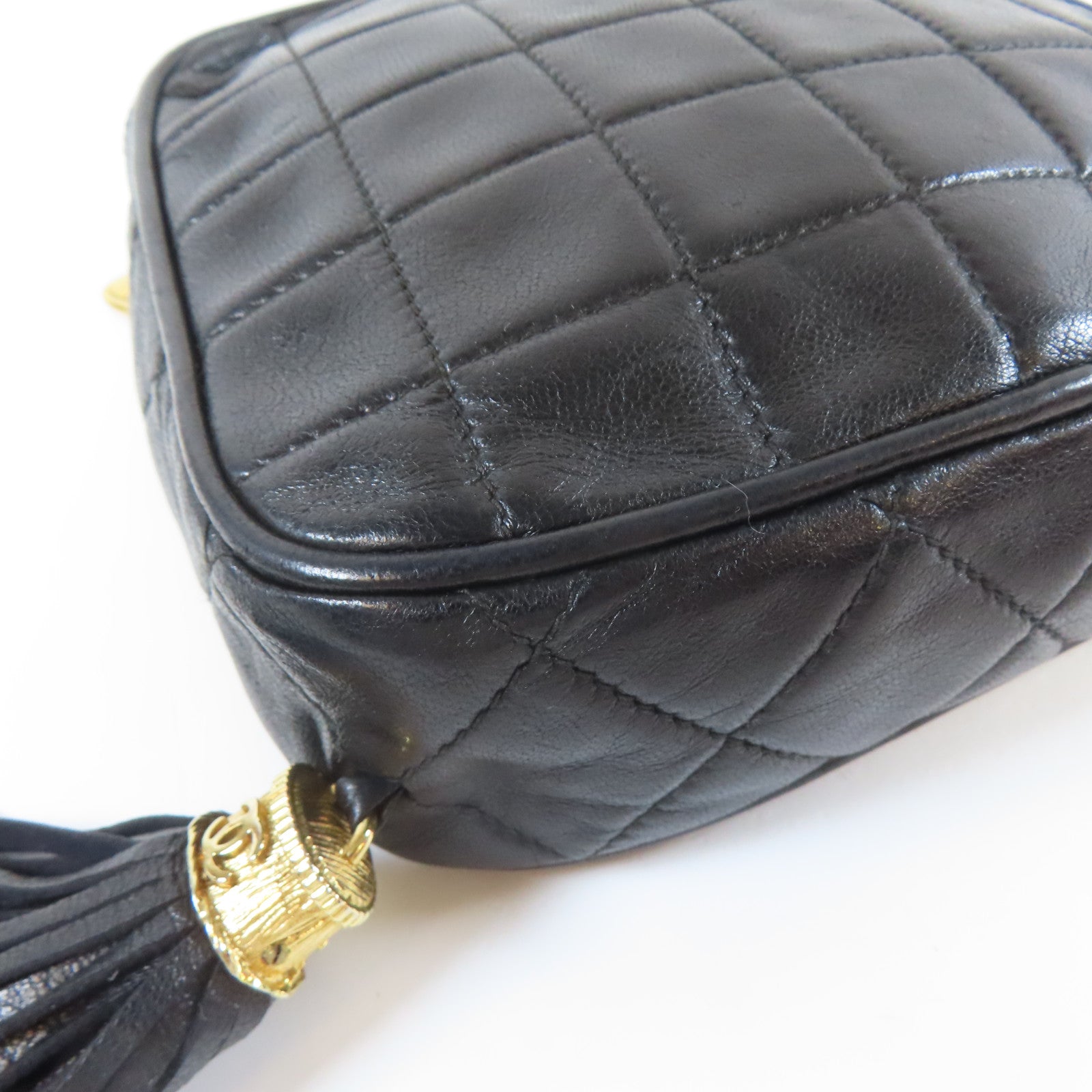 CHANEL 【激減優惠】菱格羊皮皮革Vintage Chain Shoulder金扣鏈帶肩背袋黑色