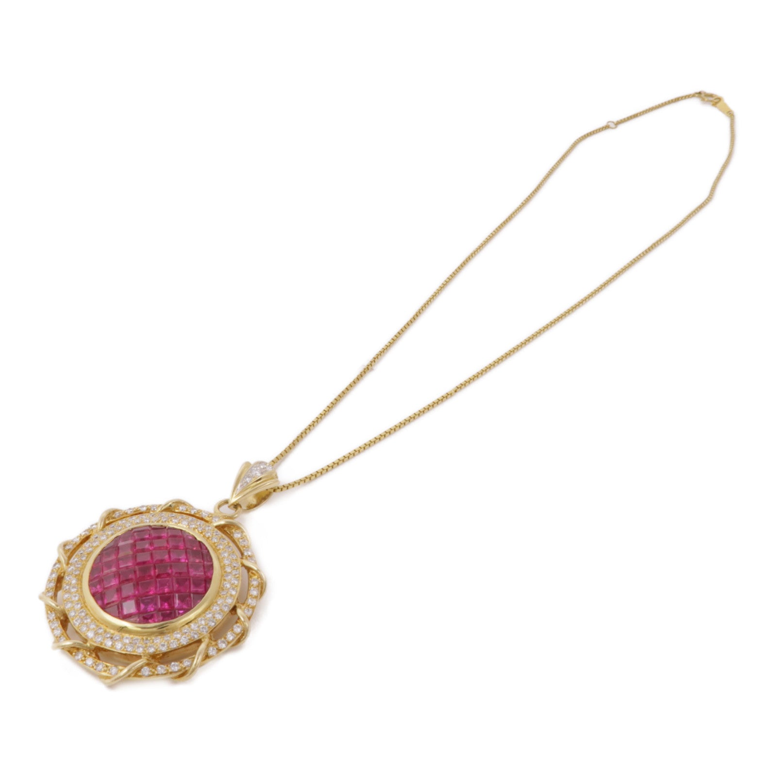 JEWELRY Ruby Diamond Necklace 18K Yellow Gold