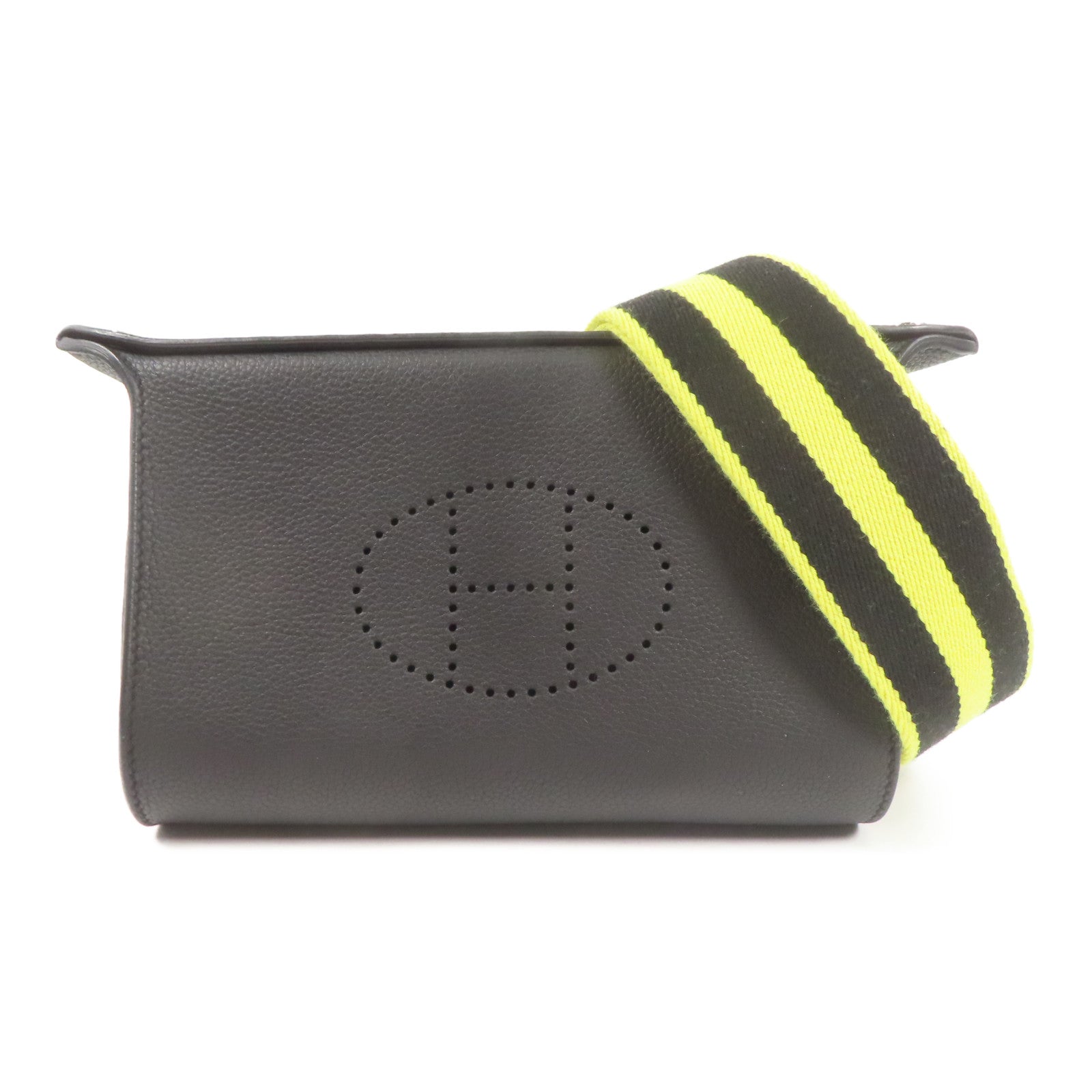HERMES Togo皮革Videpoches銀扣肩背袋Noir