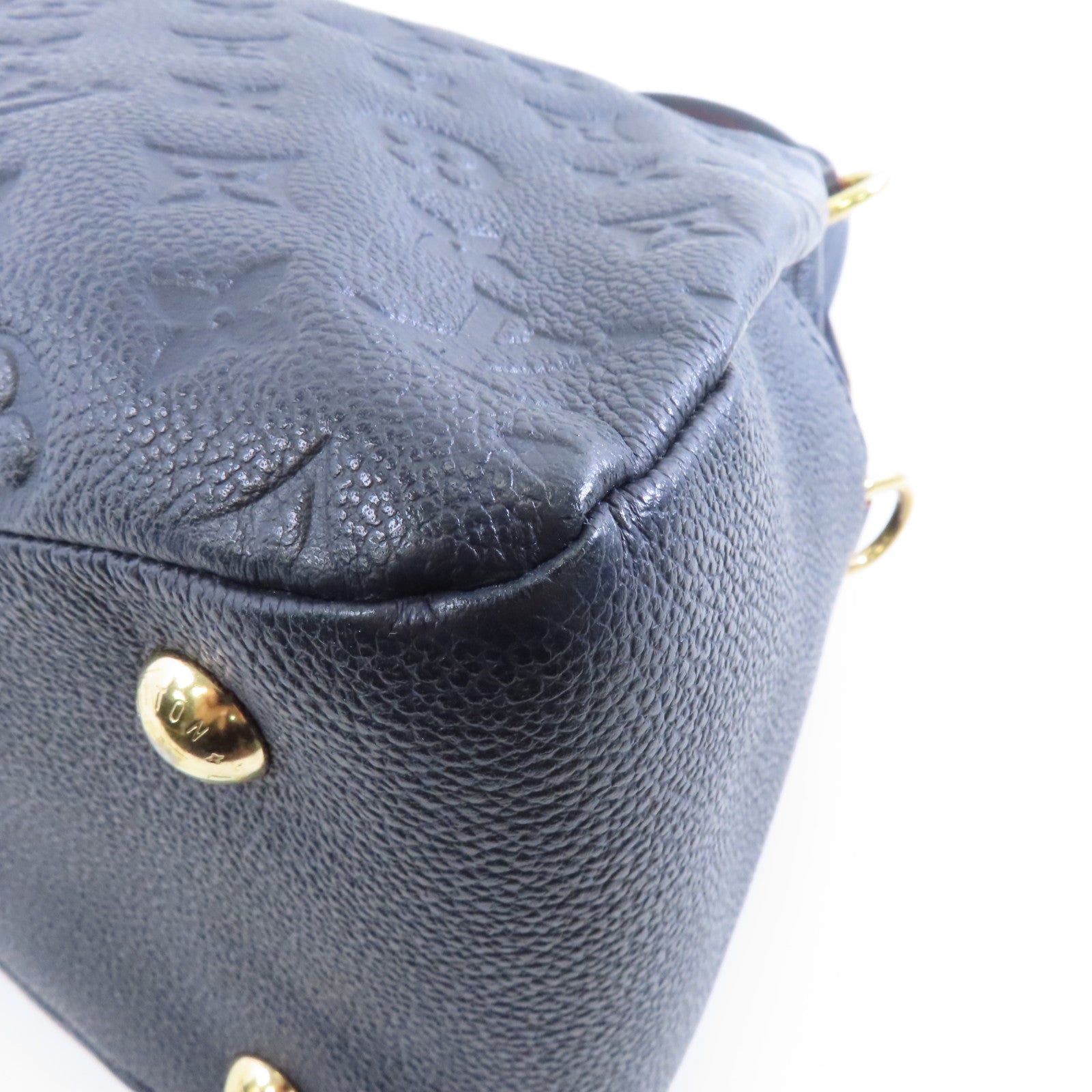 LOUIS VUITTON Monogram Empreinte Ponthieu PM金扣手挽肩背兩用袋深藍色