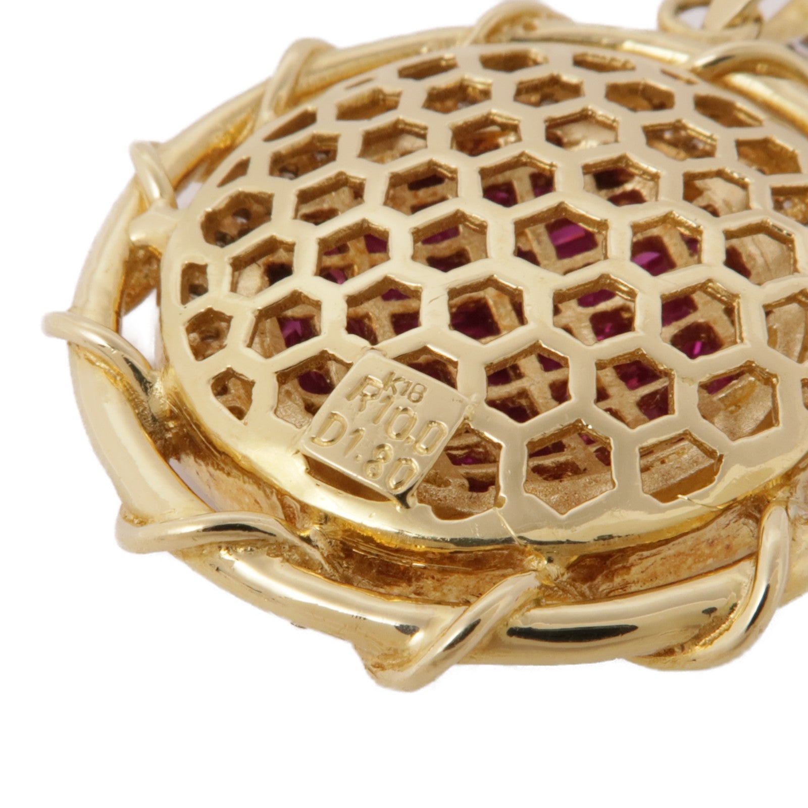 JEWELRY Ruby Diamond Necklace 18K Yellow Gold