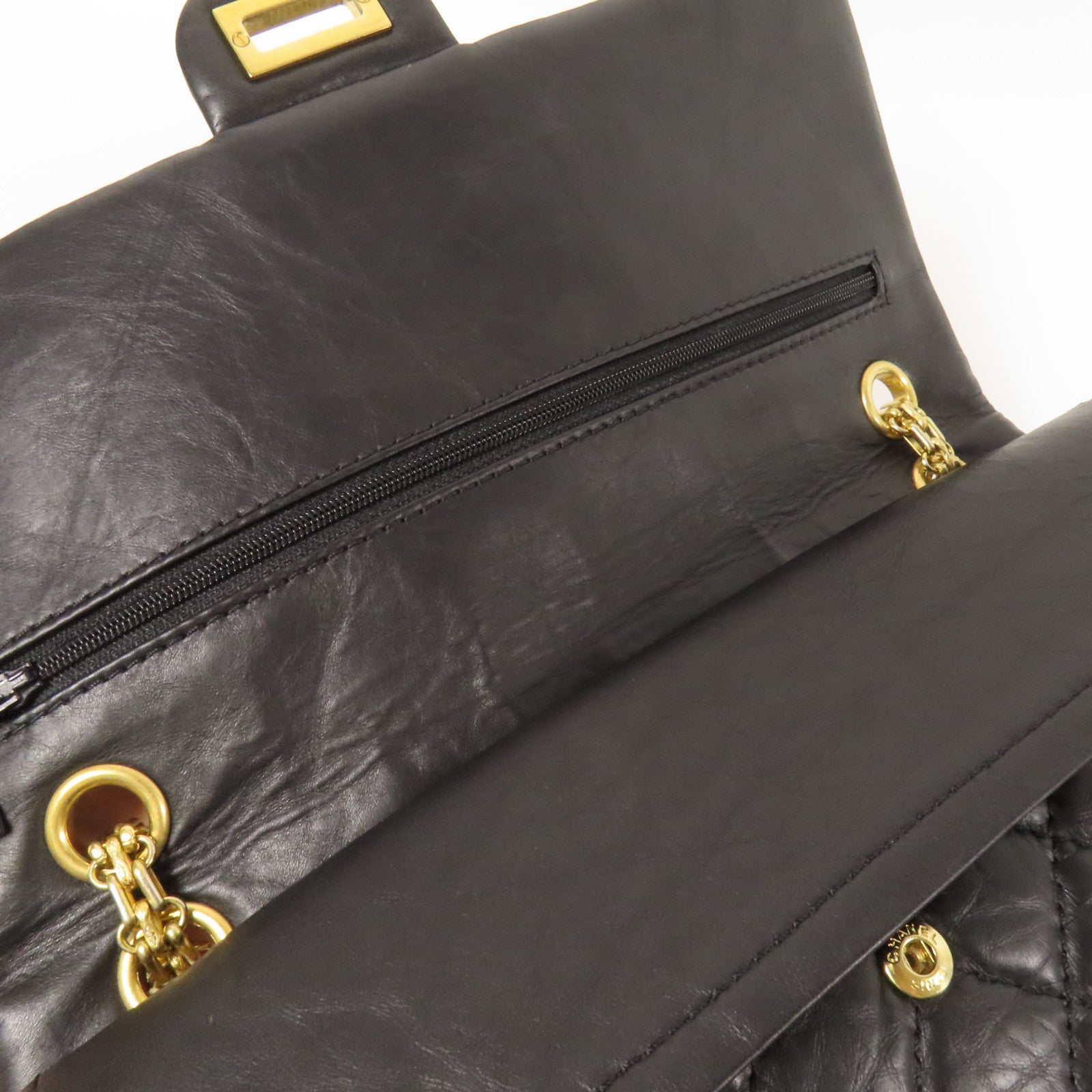 CHANEL 牛皮皮革2.55金扣鏈帶肩背袋