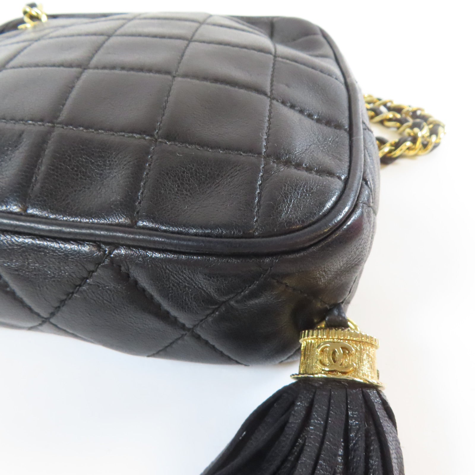 CHANEL 【激減優惠】菱格羊皮皮革Vintage Chain Shoulder金扣鏈帶肩背袋黑色