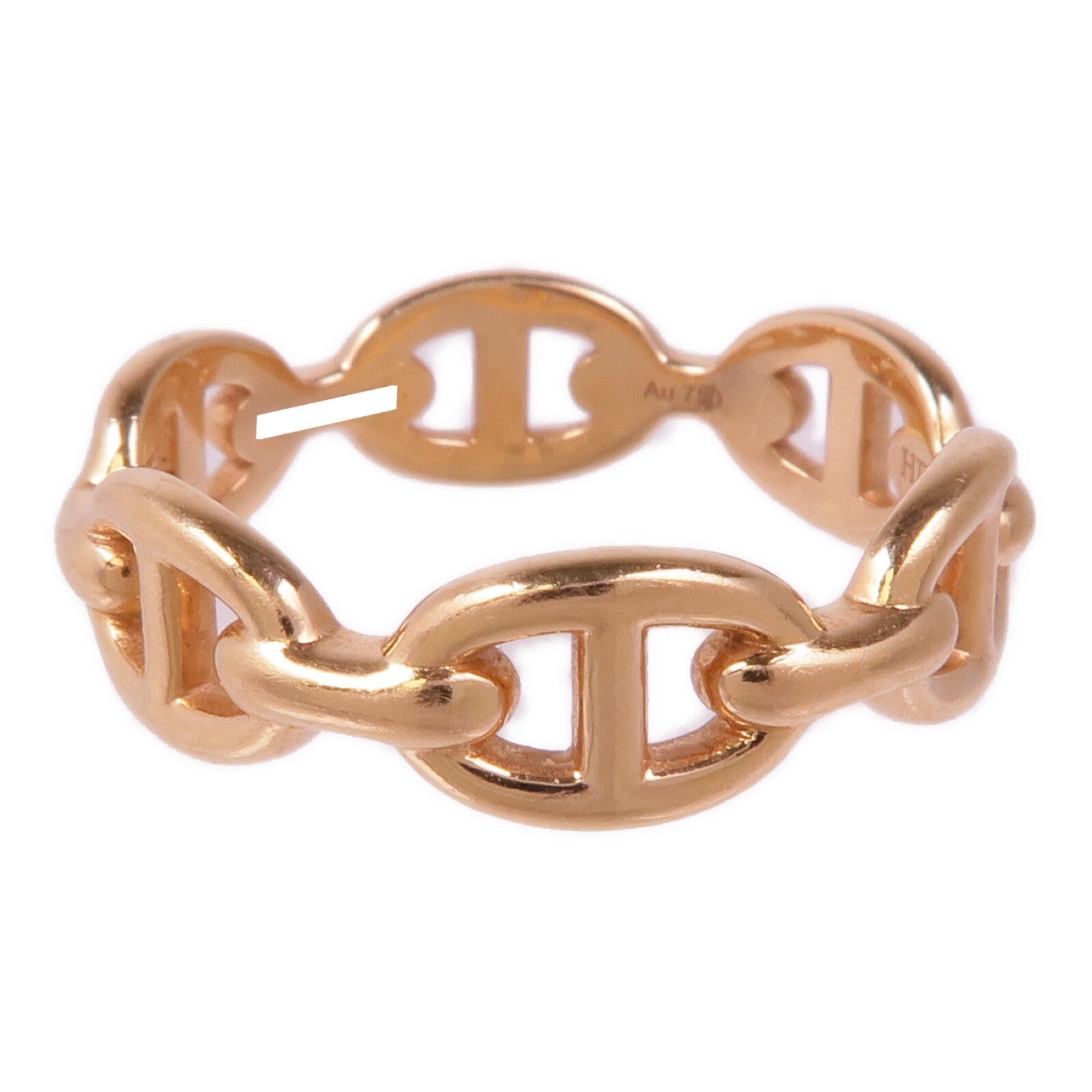 HERMES 18K玫瑰金Chaine d'ancre Enchainee Ring戒指Hermes#54 US#6.75