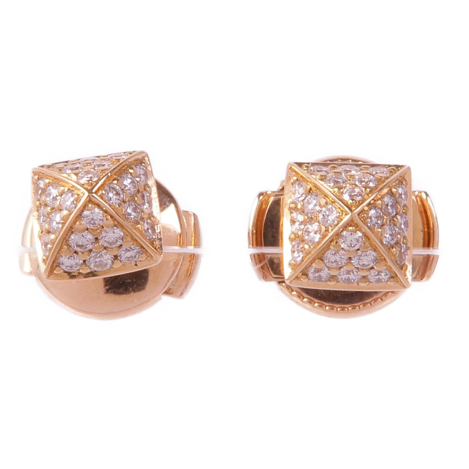 HERMES 18K玫瑰金Clou d'H Earrings鑽石耳環