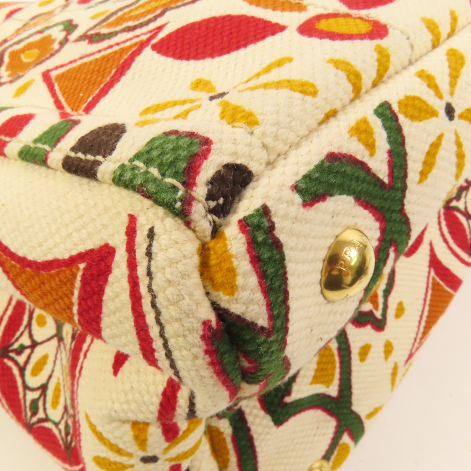 PRADA 帆布Canapa Joy金扣手挽肩背兩用袋