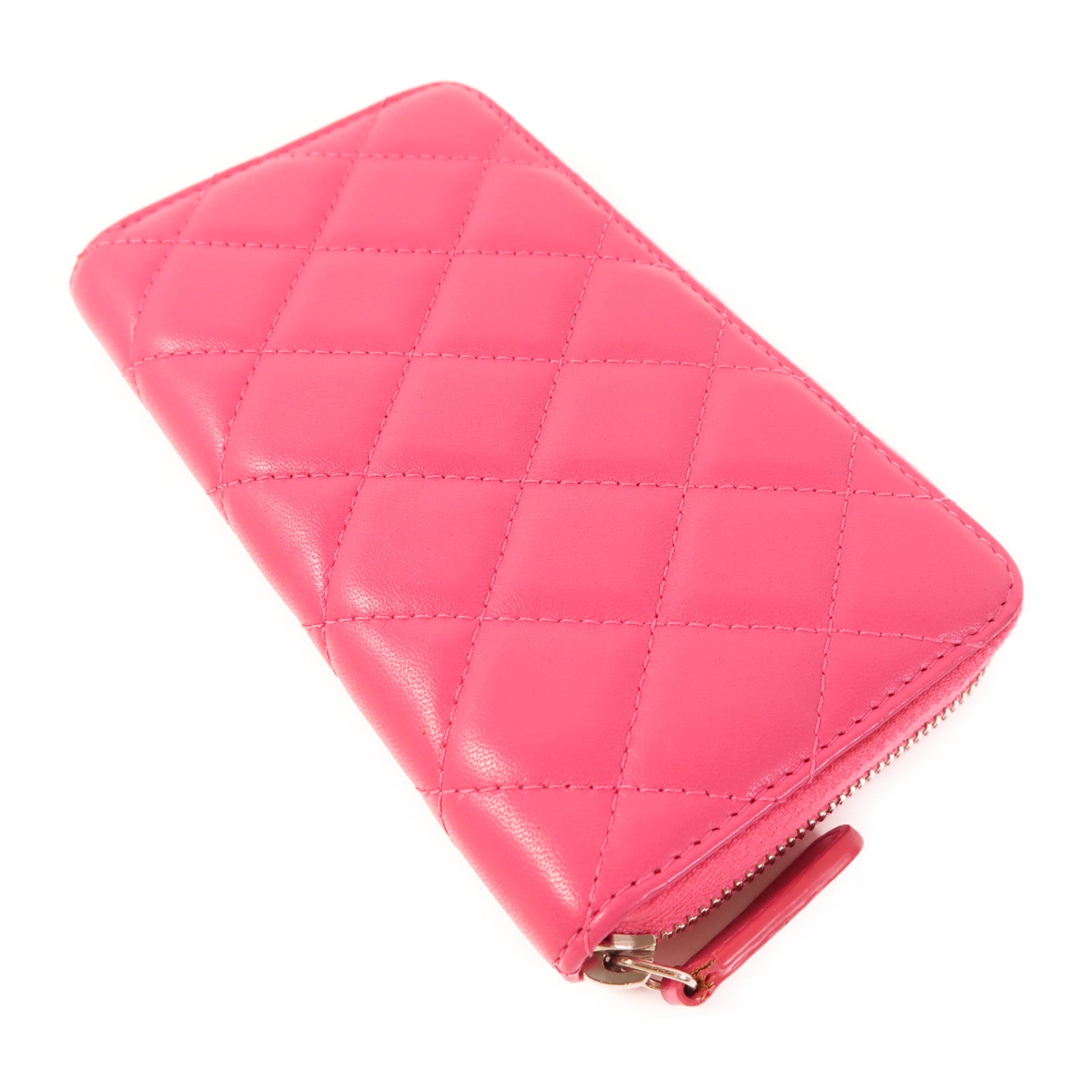 CHANEL 羊皮皮革Round Wallet銀扣錢包