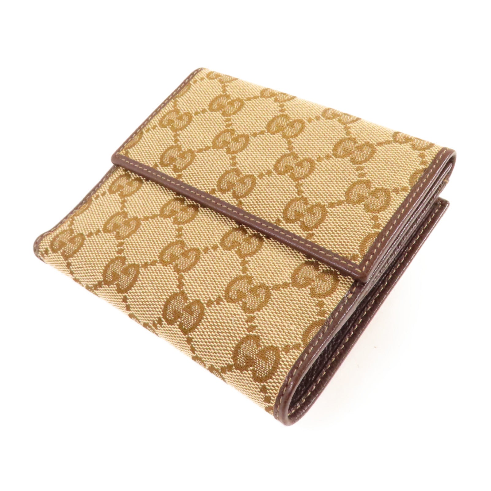 GUCCI GG帆布Abbey D-Ring Wallet金扣短錢包啡色