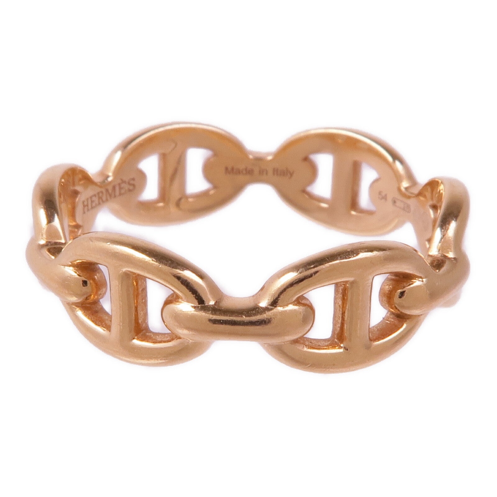 HERMES 18K玫瑰金Chaine d'ancre Enchainee Ring戒指Hermes#54 US#6.75