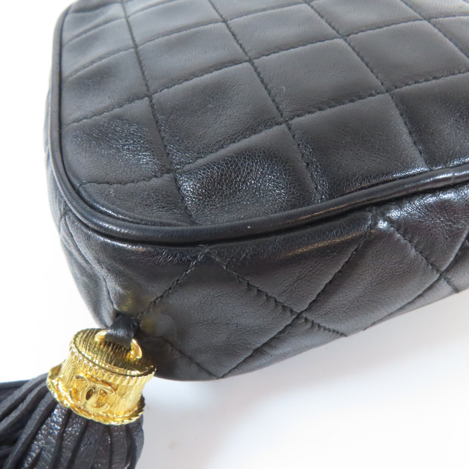 CHANEL 【激減優惠】菱格羊皮皮革Vintage Chain Shoulder金扣鏈帶肩背袋黑色