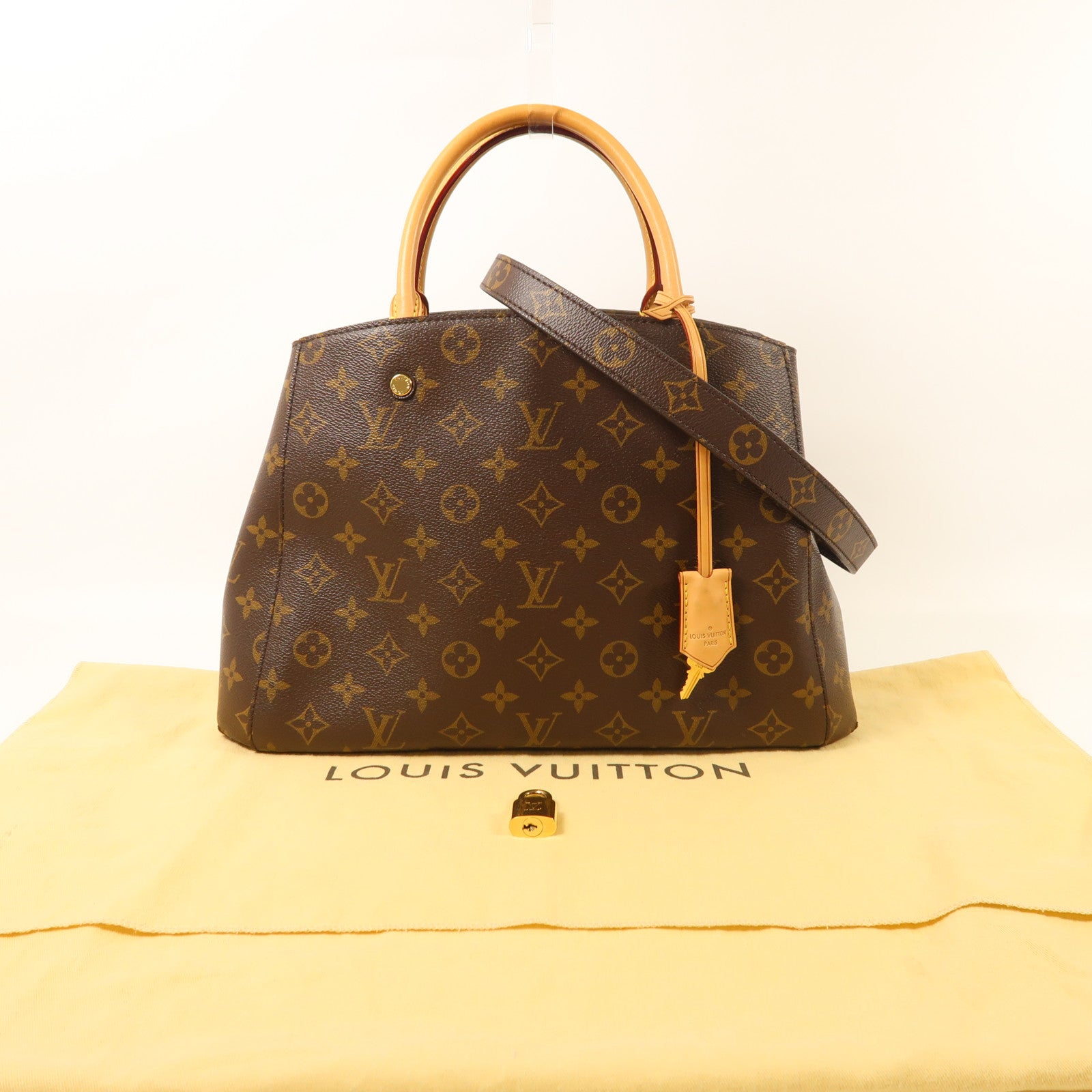 LOUIS VUITTON Monogram Montaigne MM金扣手挽肩背兩用袋