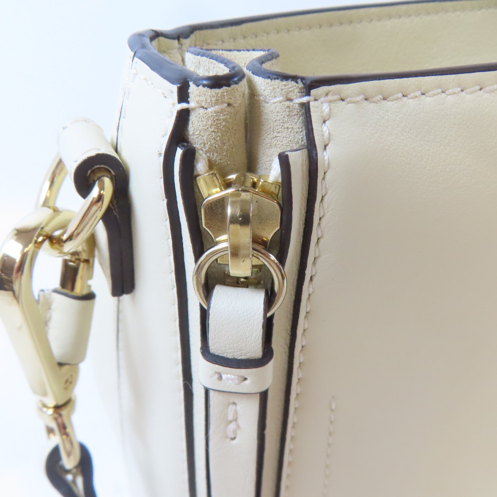 Chloe 牛皮皮革Faye Backpack金扣肩背背包兩用袋米色