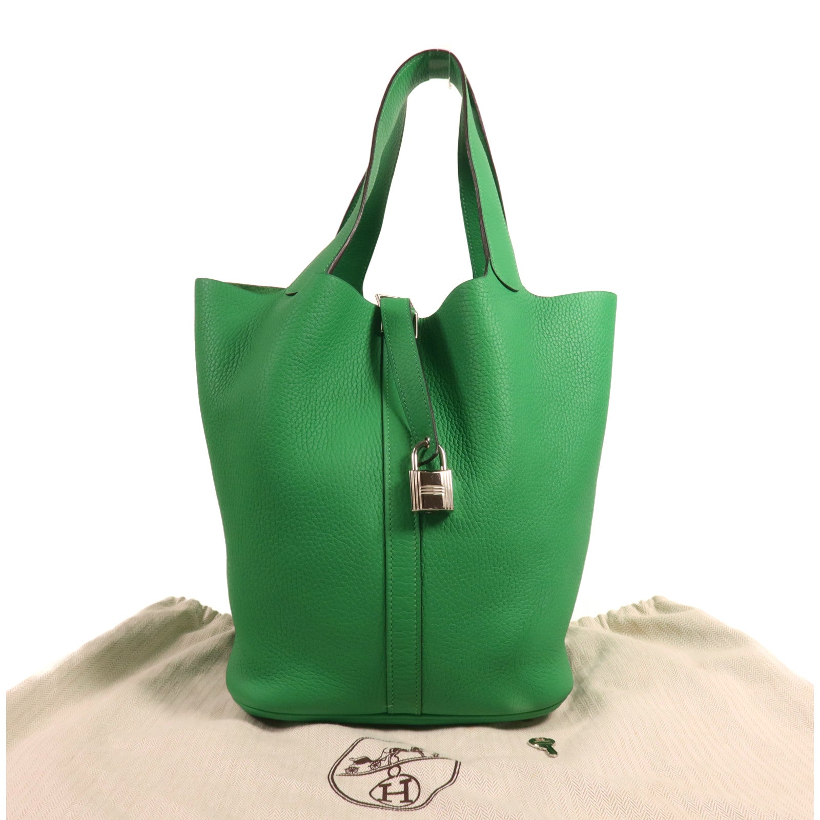 HERMES Clemence皮革Picotin GM銀扣手挽袋