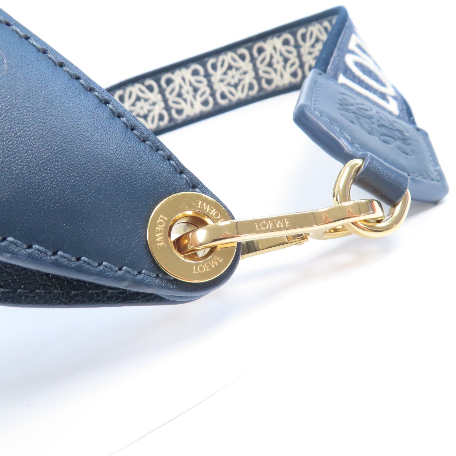 LOEWE 【激減優惠】牛皮皮革Luna金扣肩背袋藍色
