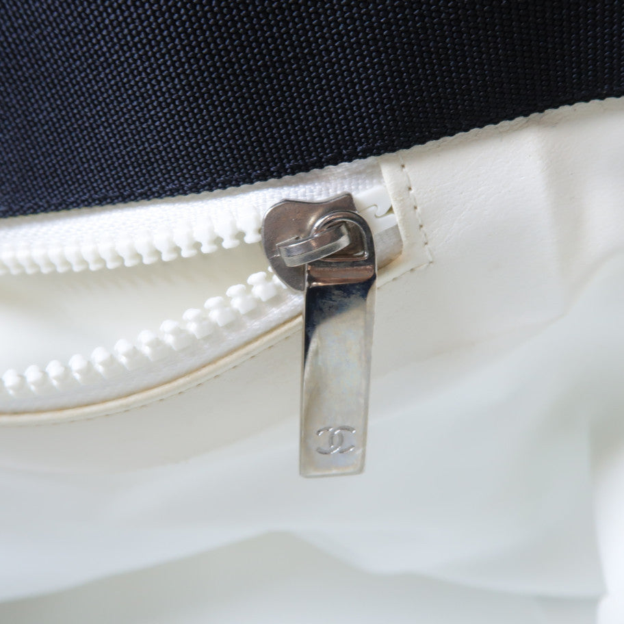 CHANEL 帆布Tote Bag銀扣肩背袋粉紅色