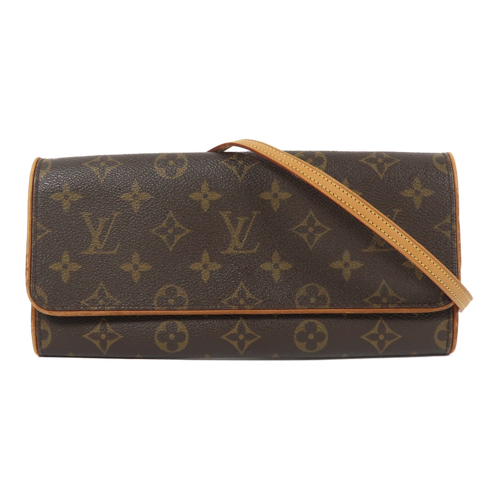 LOUIS VUITTON Monogram Pochette Twin GM金扣肩背袋啡色