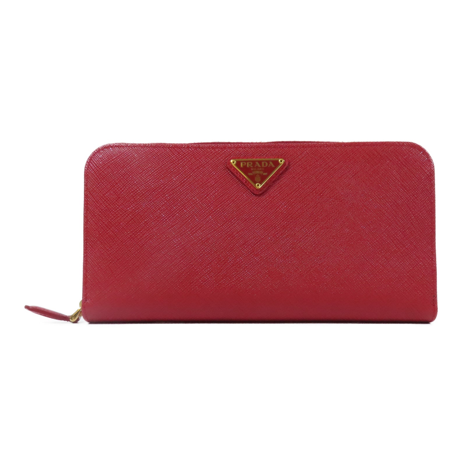 PRADA 牛皮皮革Long wallet金扣長錢包紅色