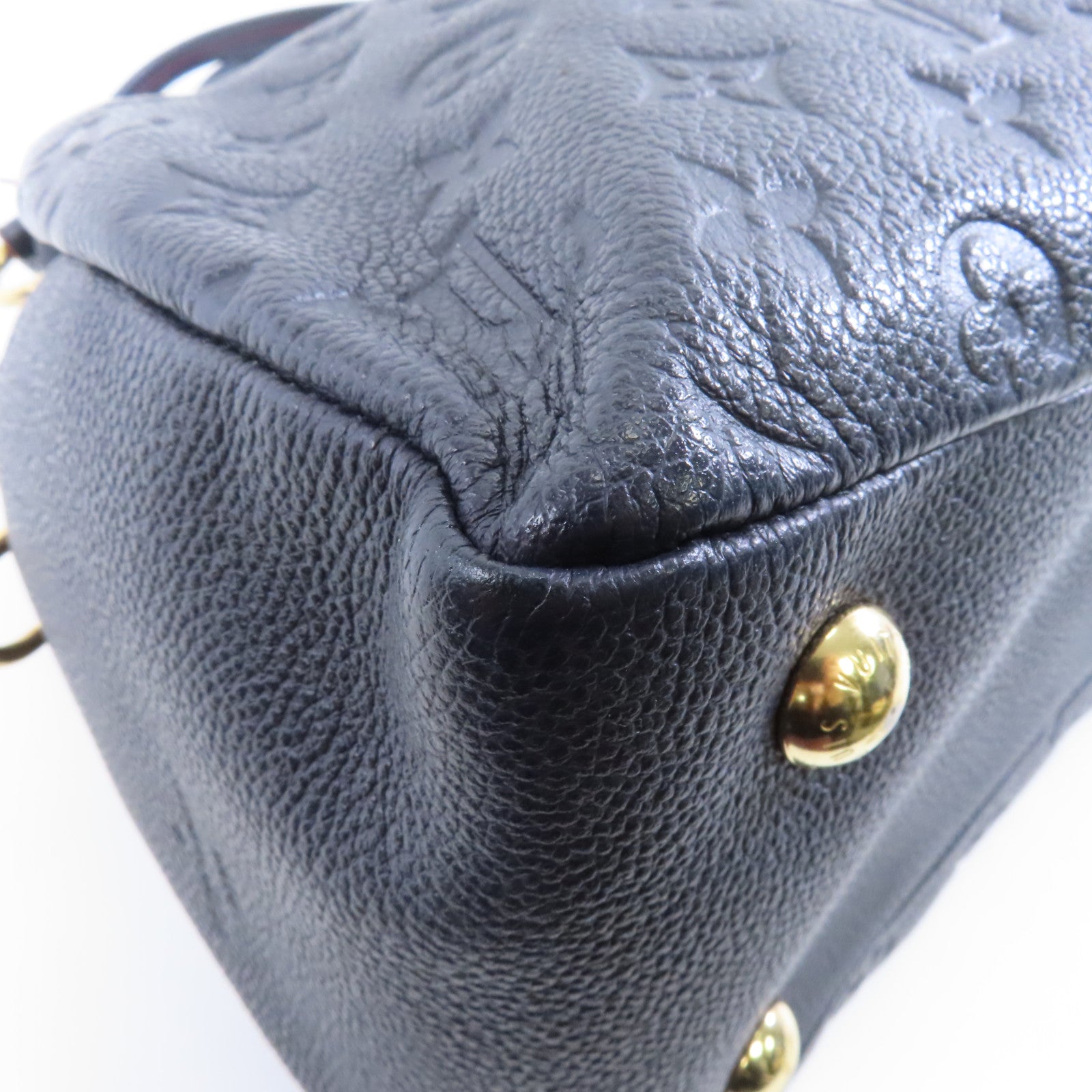 LOUIS VUITTON Monogram Empreinte Ponthieu PM金扣手挽肩背兩用袋深藍色