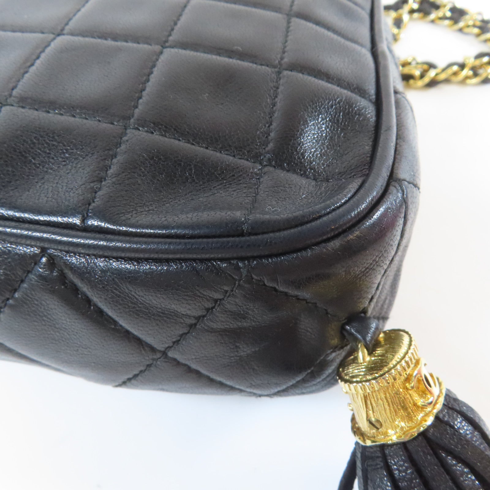 CHANEL 【激減優惠】菱格羊皮皮革Vintage Chain Shoulder金扣鏈帶肩背袋黑色
