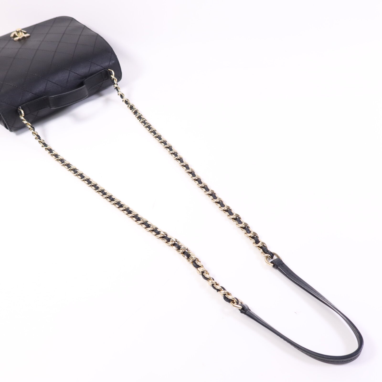 CHANEL 牛皮皮革Chain Shoulder Bag金扣鏈帶手挽肩背兩用袋