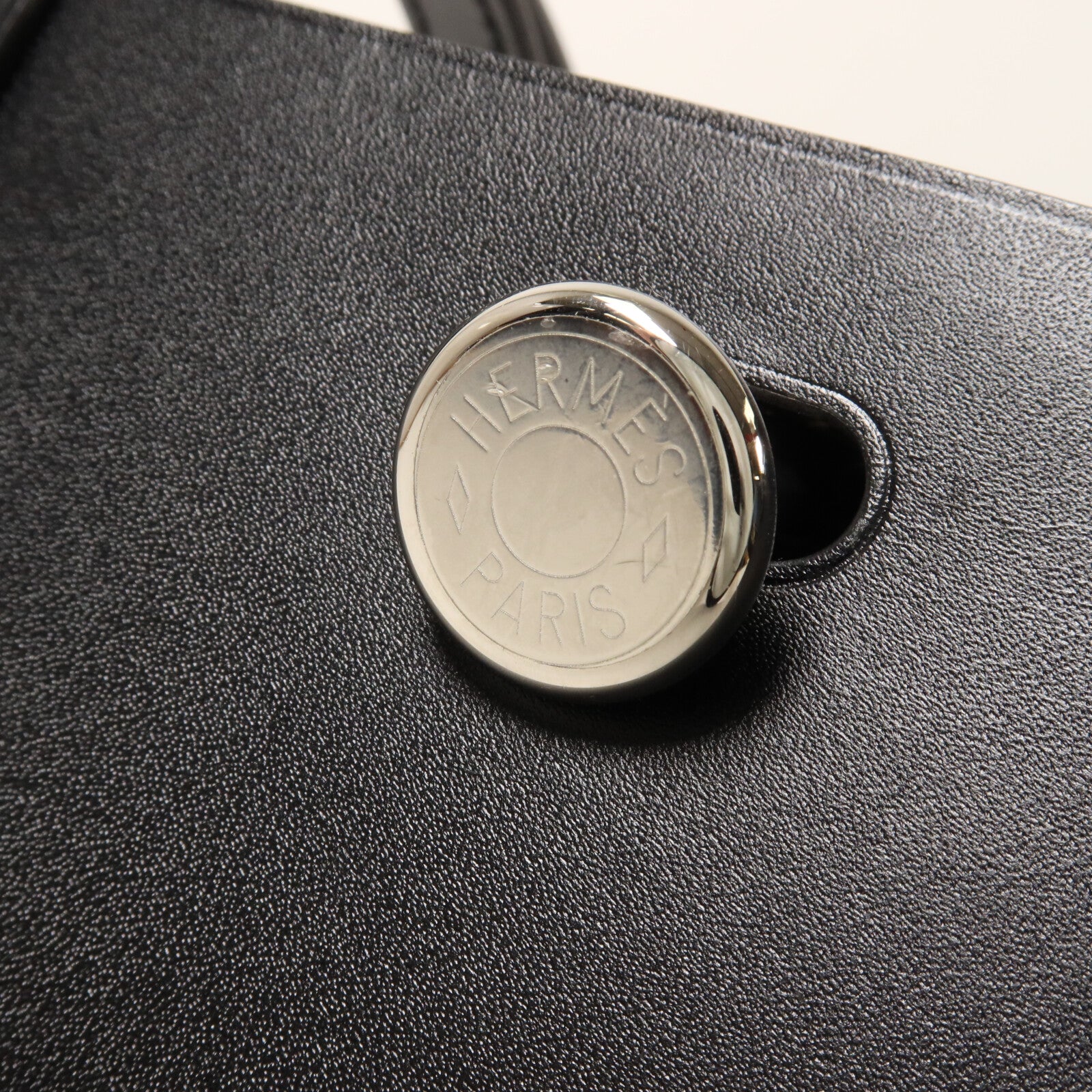 HERMES Hunter皮革/帆布Tablier Sellier手挽袋Noir