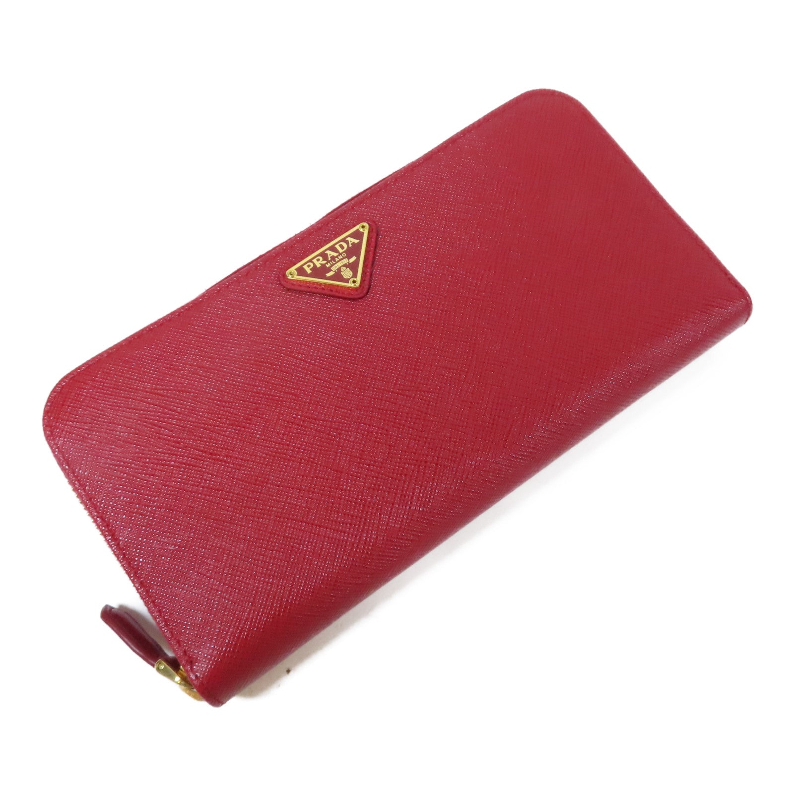 PRADA 牛皮皮革Long wallet金扣長錢包紅色