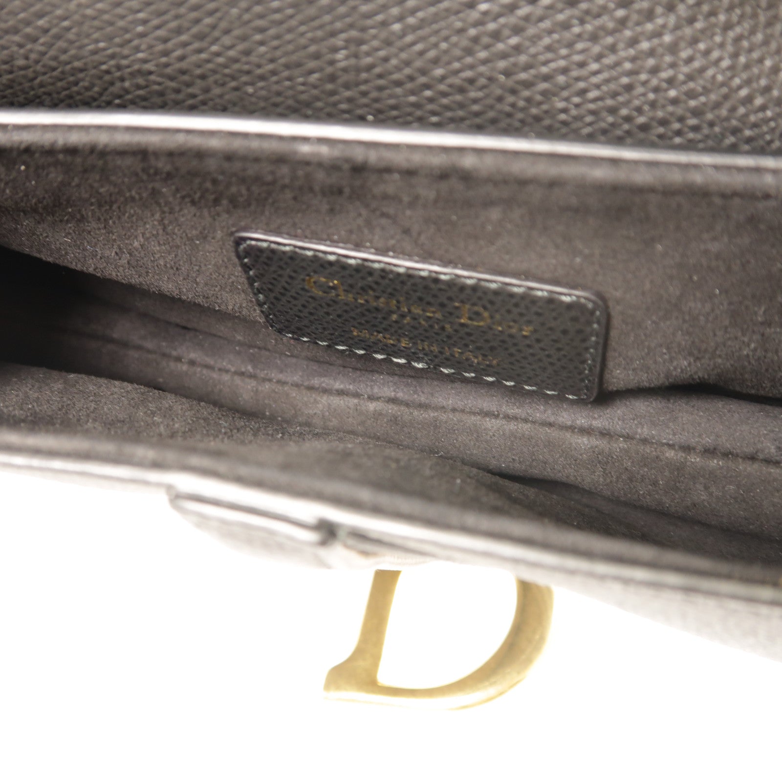 Dior 牛皮皮革Mini Saddle金扣手挽袋