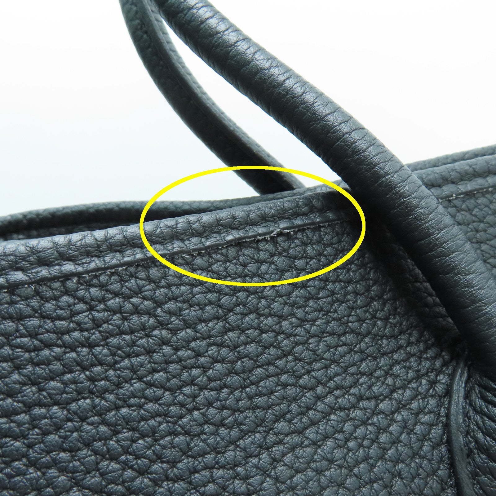 HERMES Negonda皮革GardenParty PM銀扣手挽袋Noir黑色