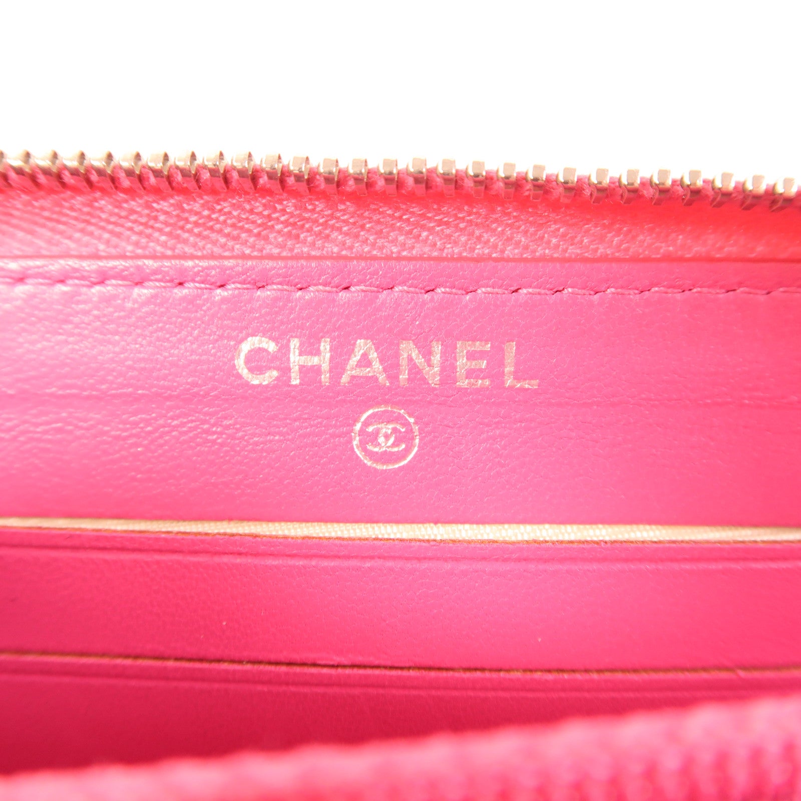 CHANEL 羊皮皮革Round Wallet銀扣錢包