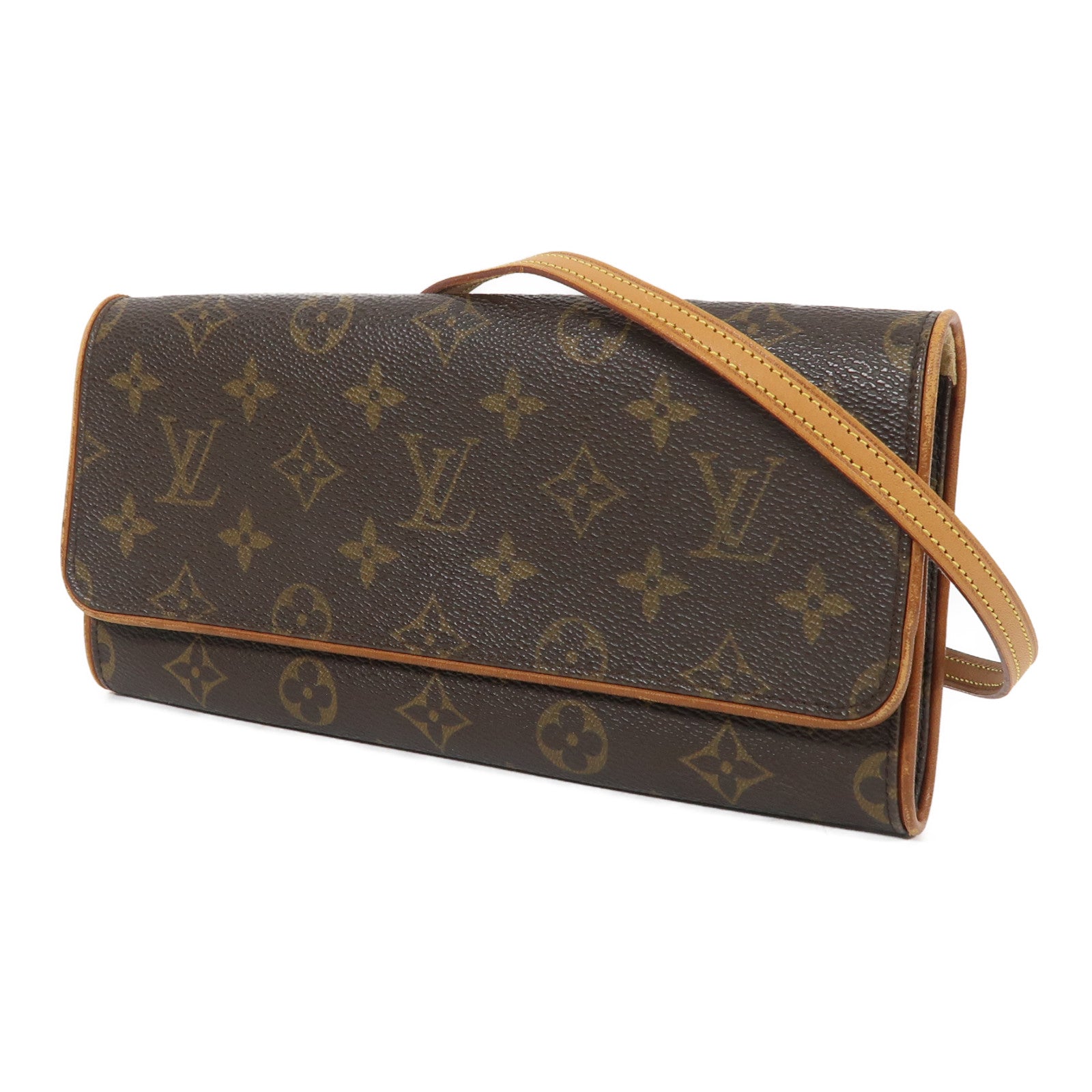 LOUIS VUITTON Monogram Pochette Twin GM金扣肩背袋啡色