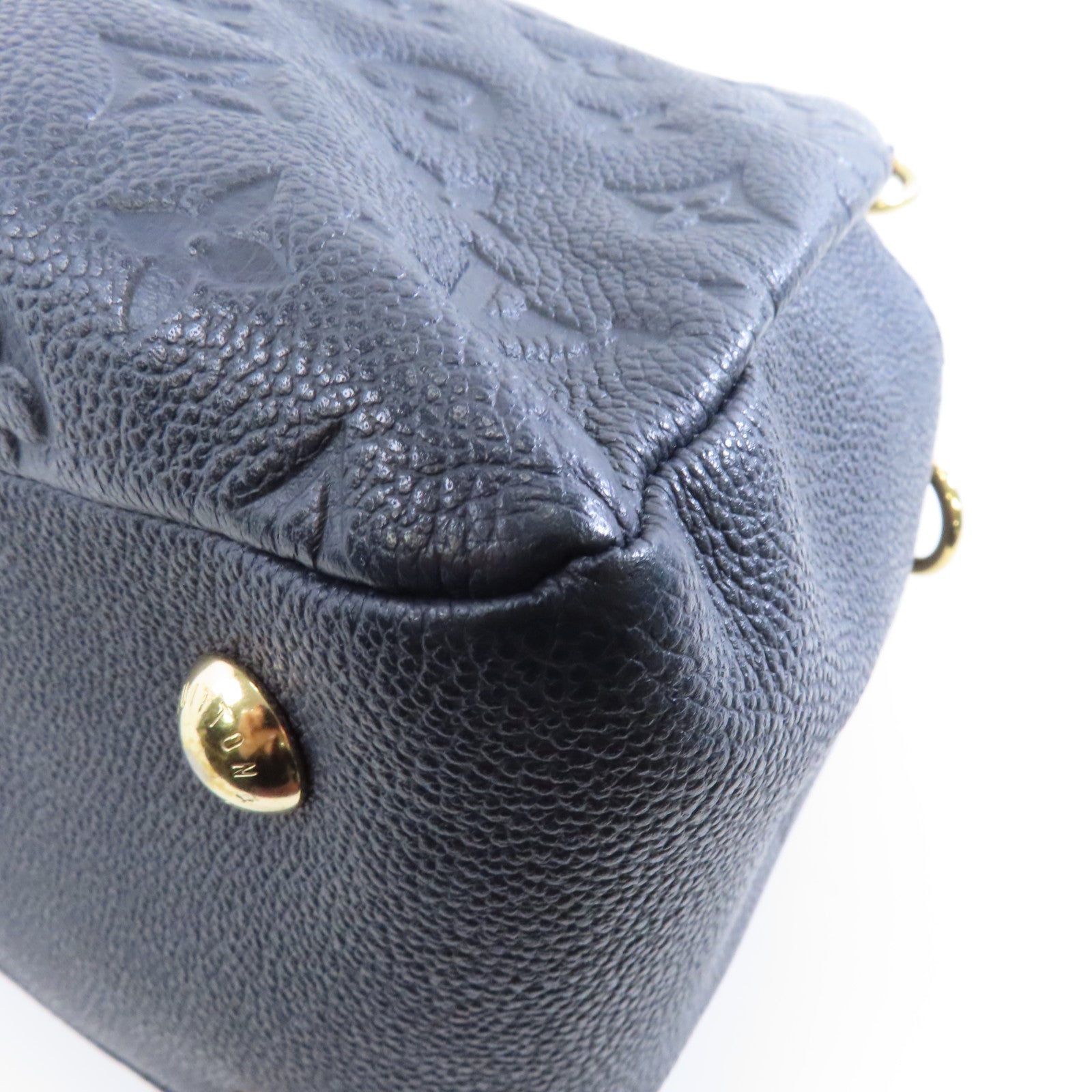 LOUIS VUITTON Monogram Empreinte Ponthieu PM金扣手挽肩背兩用袋深藍色
