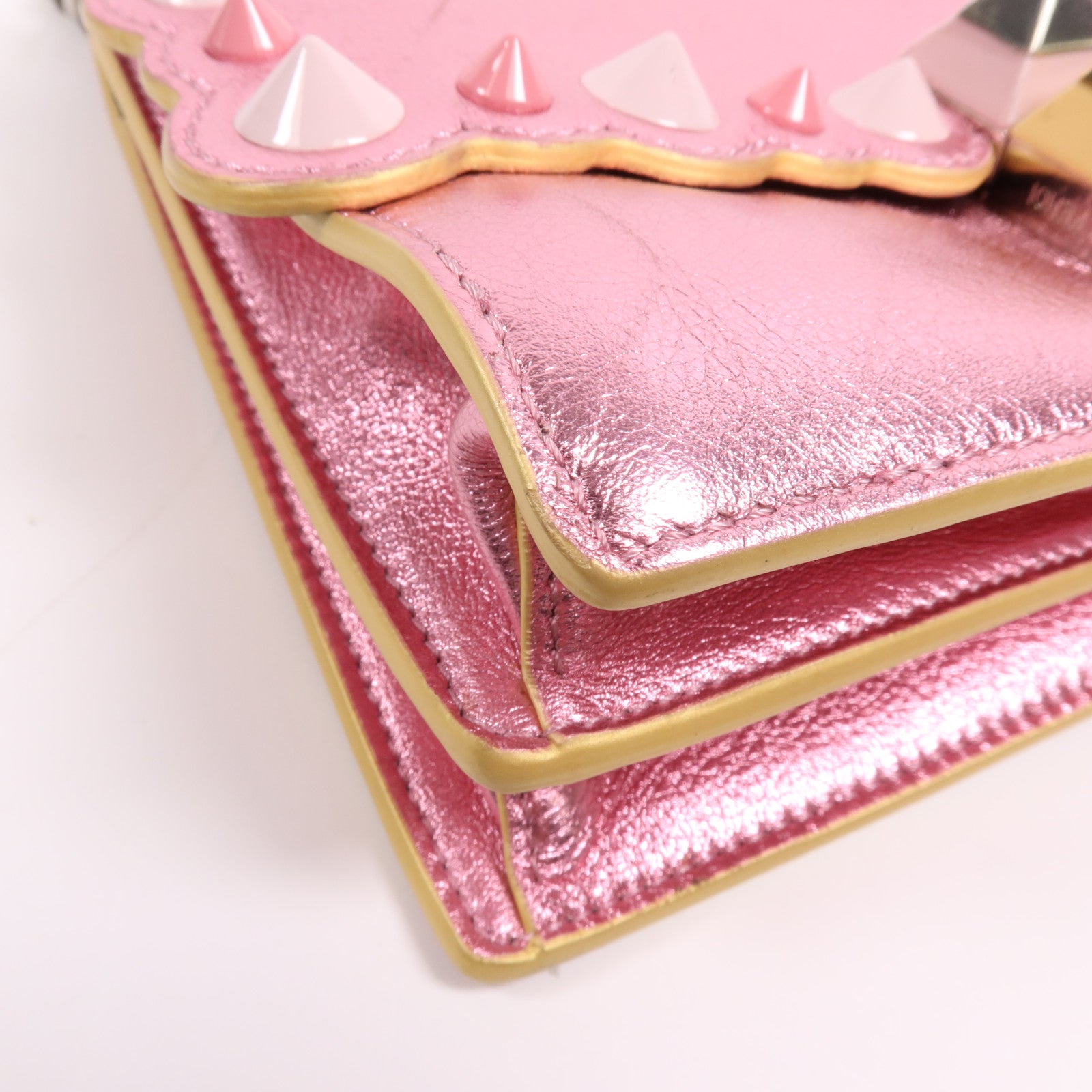 FENDI 牛皮皮革Ken I銀扣鏈帶肩背袋