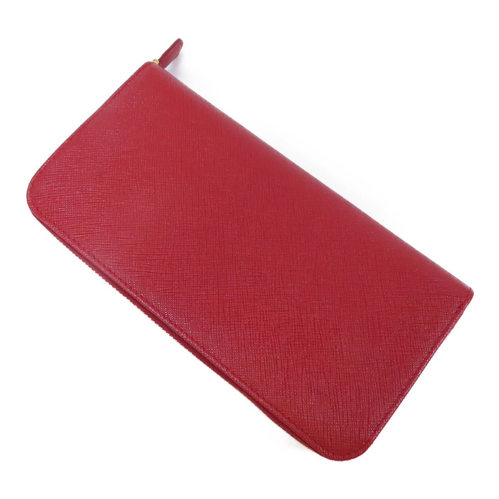 PRADA 牛皮皮革Long wallet金扣長錢包紅色