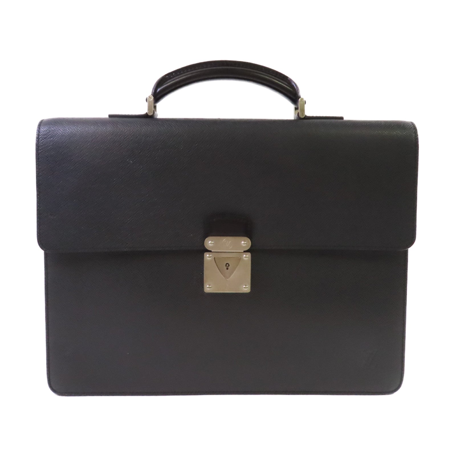 LOUIS VUITTON Taiga Serviette Moskova Business Bag銀扣公事包黑色