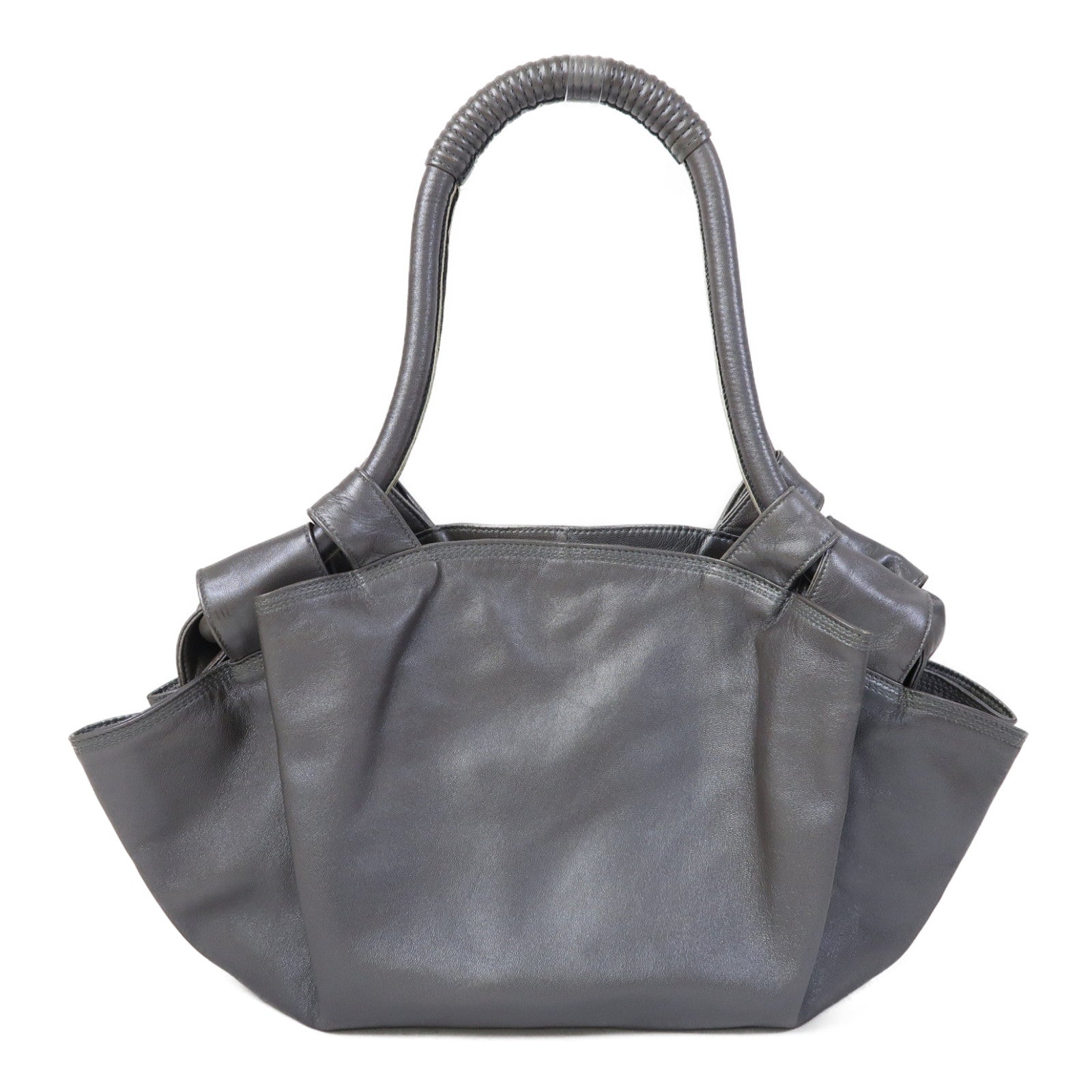 LOEWE 羊皮皮革Shoulder Bag銀扣肩背袋灰色