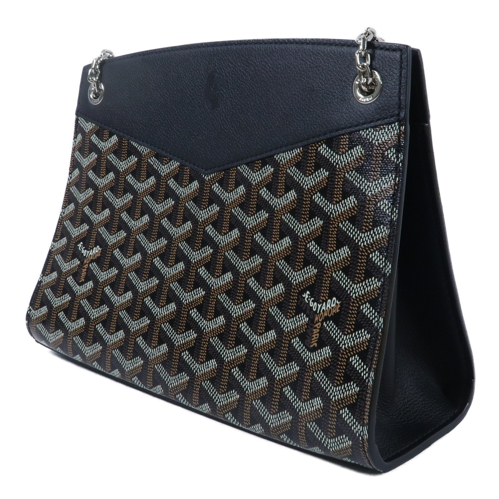 GOYARD 牛皮皮革/塗層帆布Rouette Structure PM鏈帶肩背袋