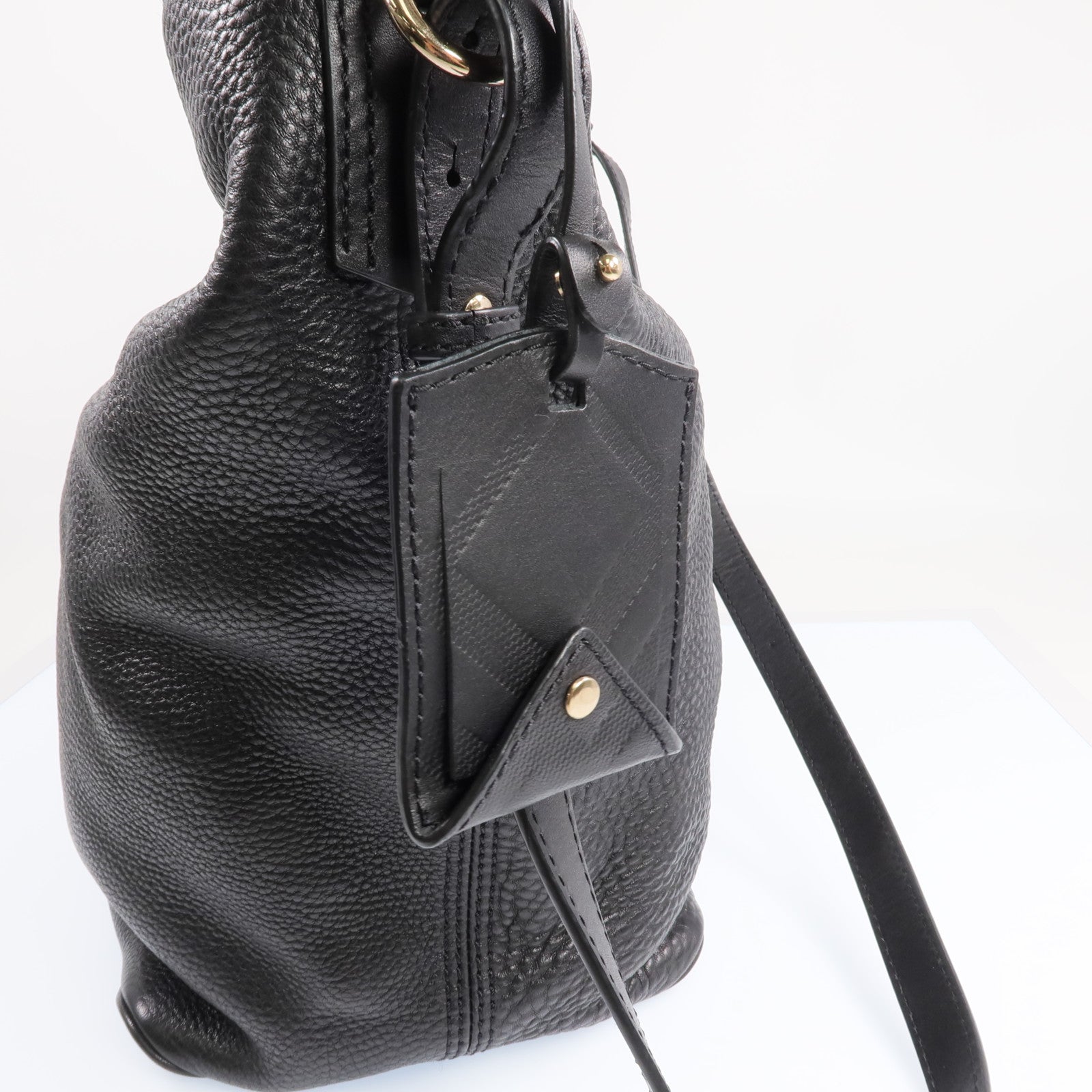 BURBERRY 牛皮皮革Ashby Leather Hobo金扣手挽肩背兩用袋