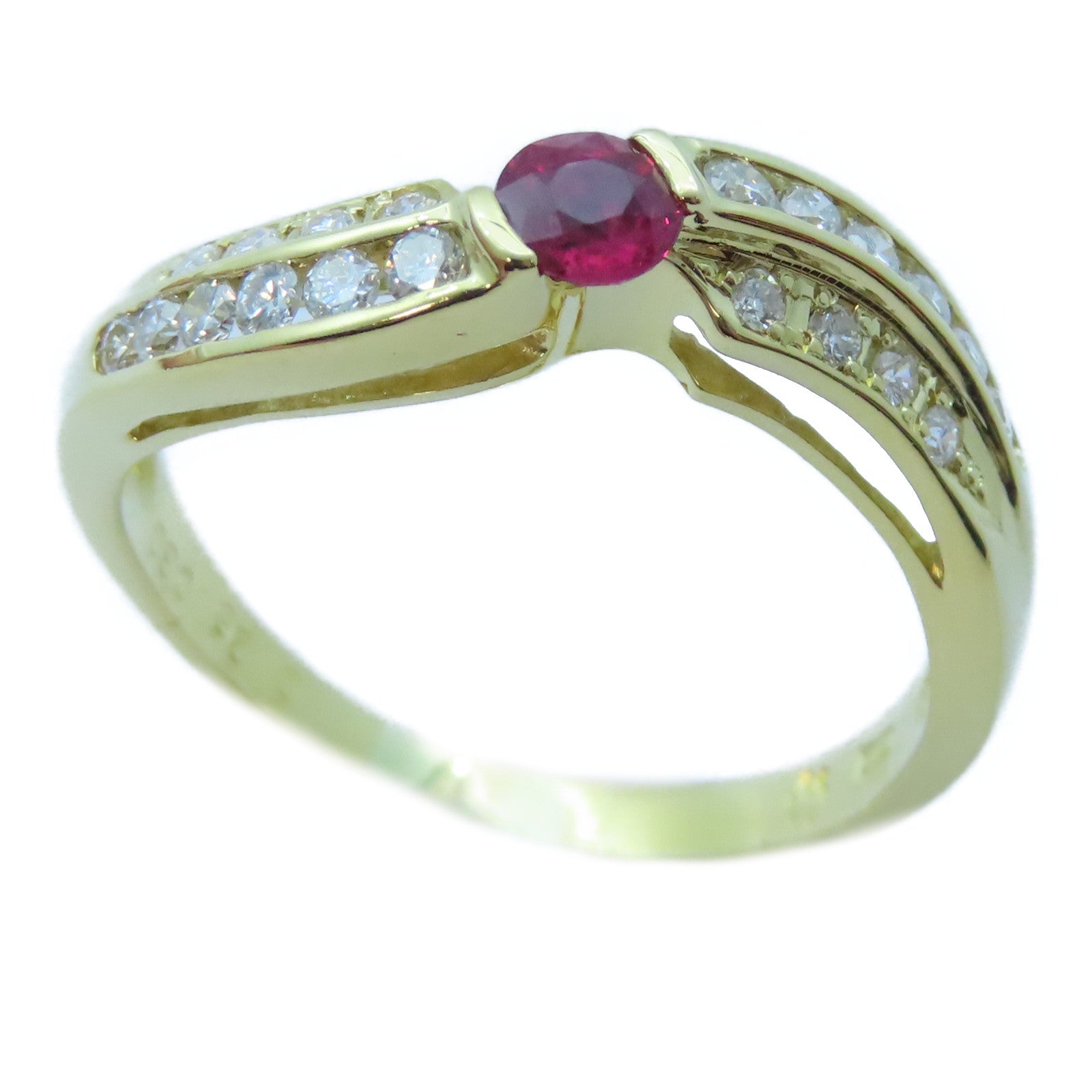 JEWELRY 【激減優惠】18K黃金Ruby/Diamond Ring 0.26ct紅寶石/0.30ct鑽石戒指US#8