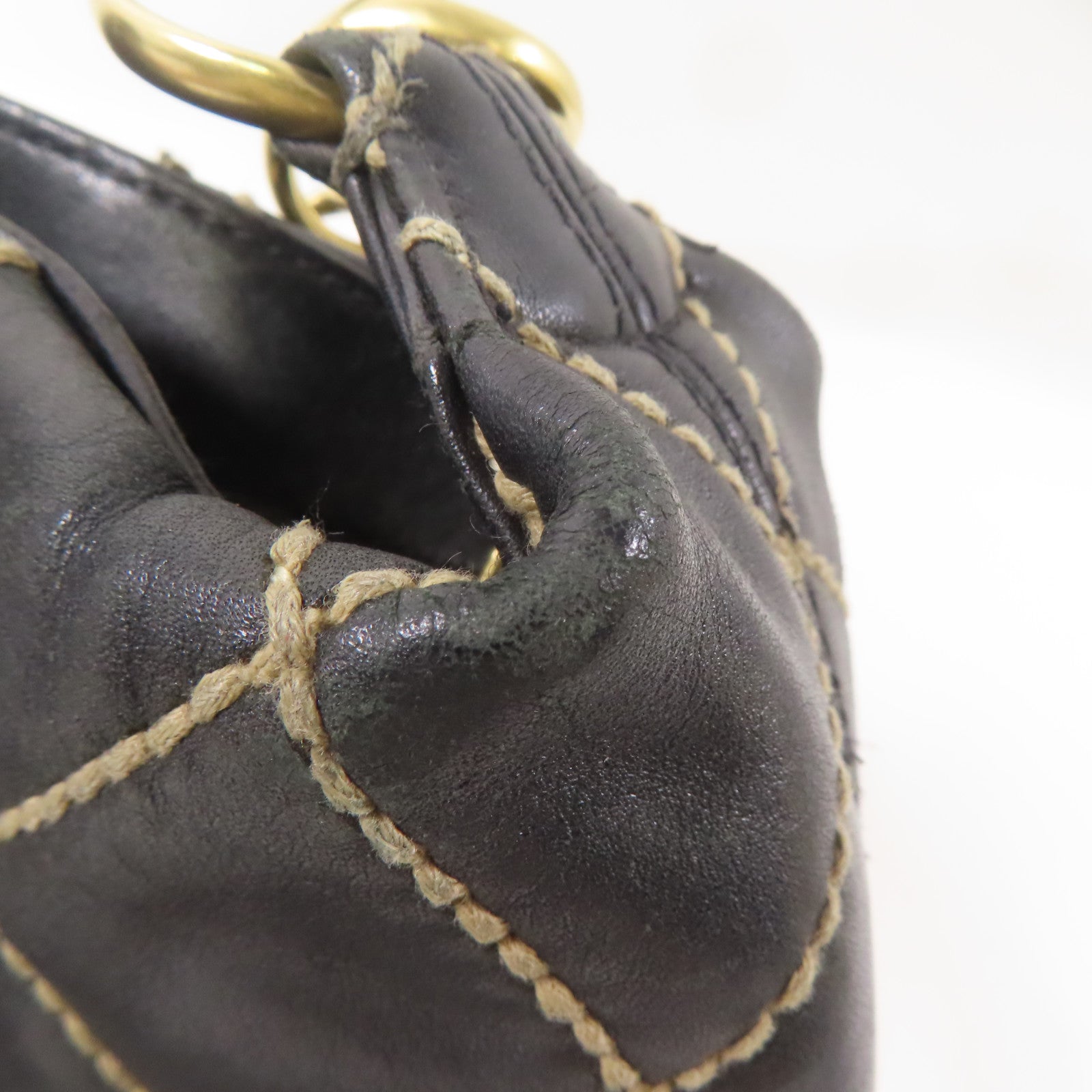 CHANEL CC GHW Wild Stich Vintage HandBag Calfskin Leather Black