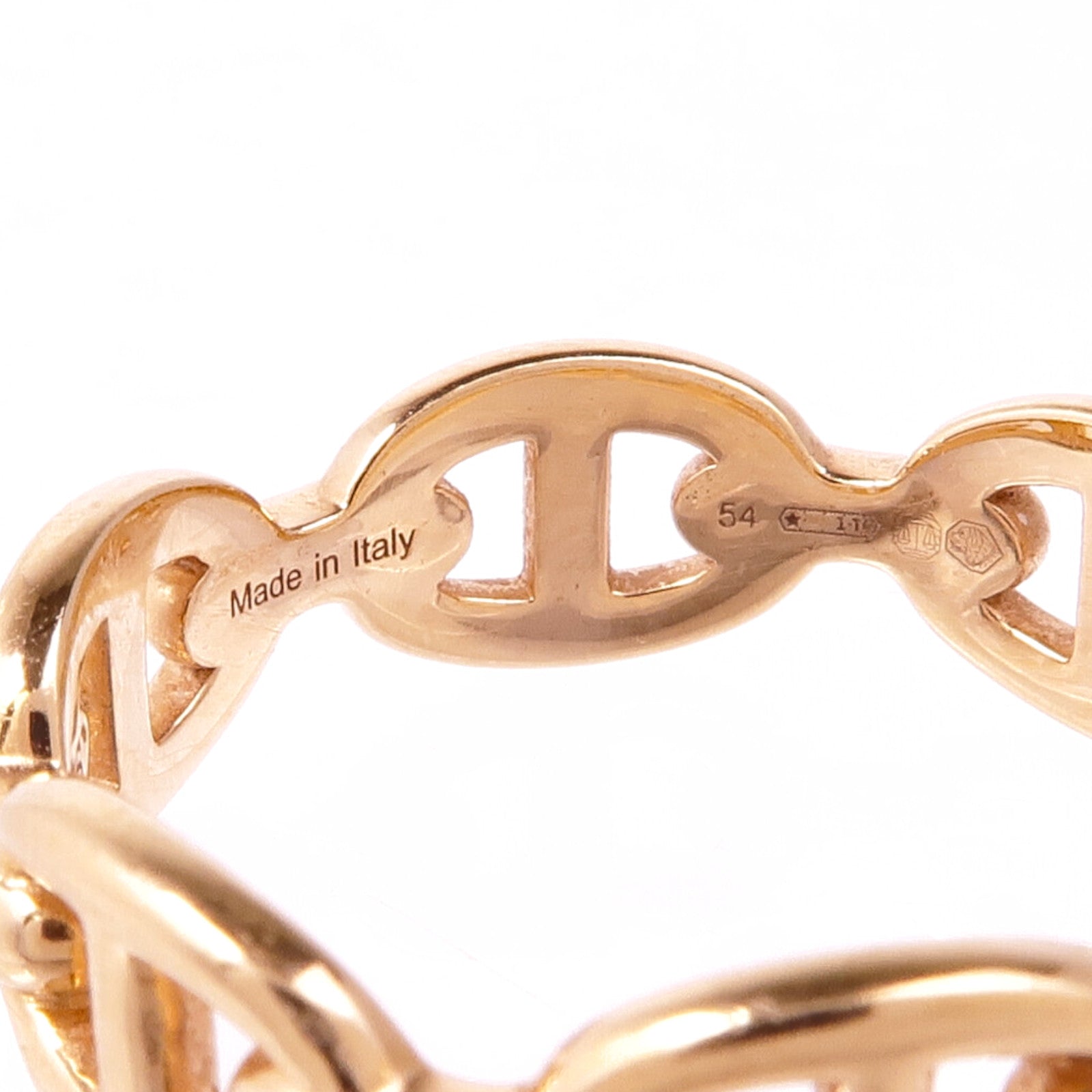 HERMES 18K玫瑰金Chaine d'ancre Enchainee Ring戒指Hermes#54 US#6.75