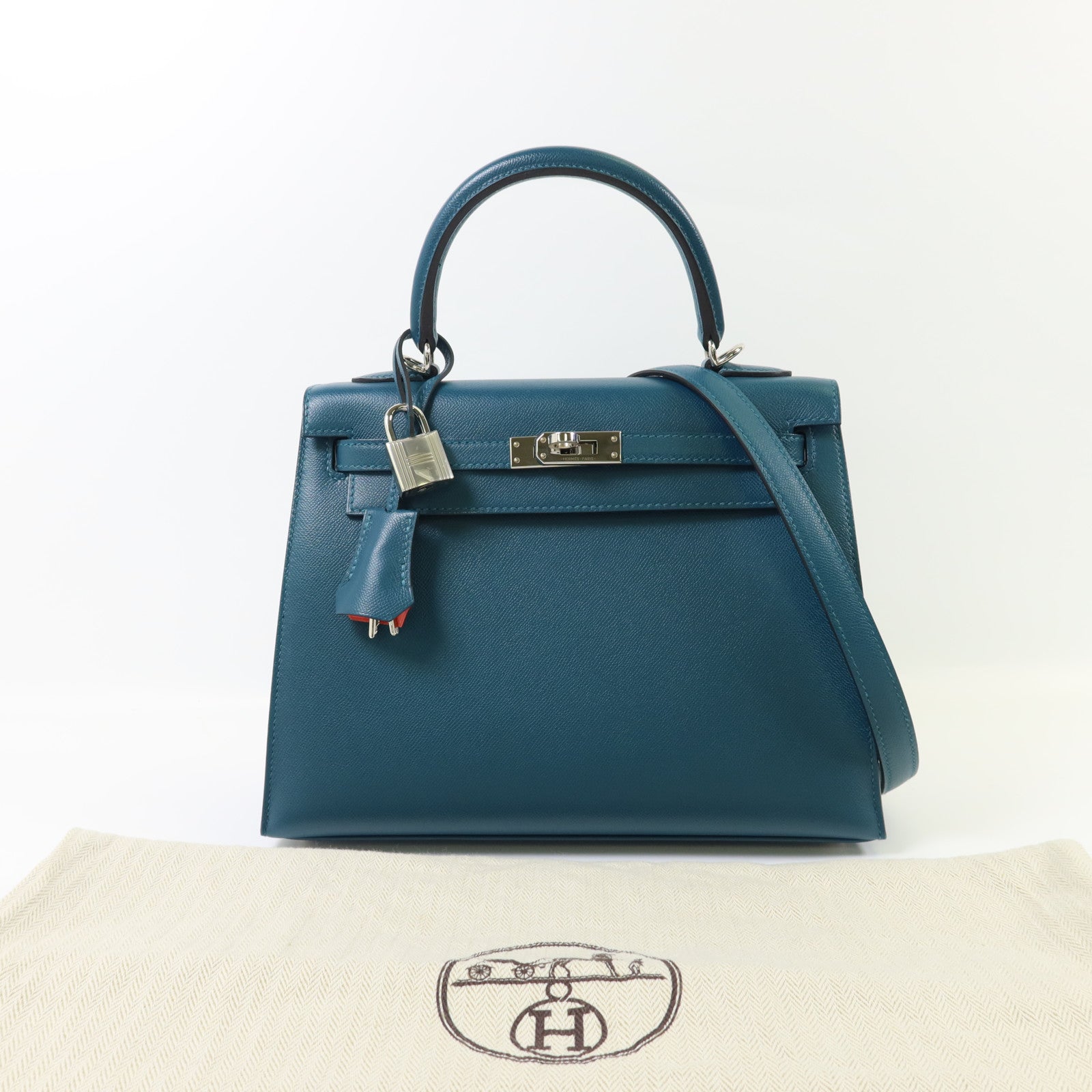 HERMES Madame皮革Kelly 25銀扣手挽肩背兩用袋