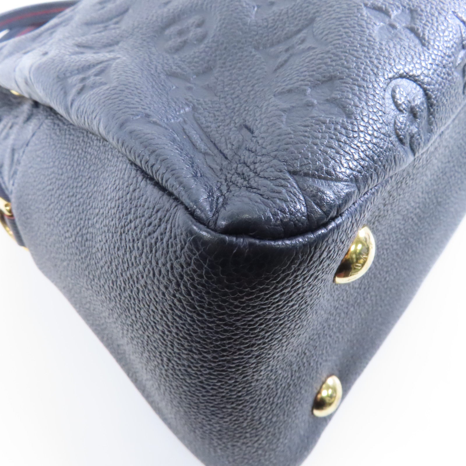 LOUIS VUITTON Monogram Empreinte Ponthieu PM金扣手挽肩背兩用袋深藍色