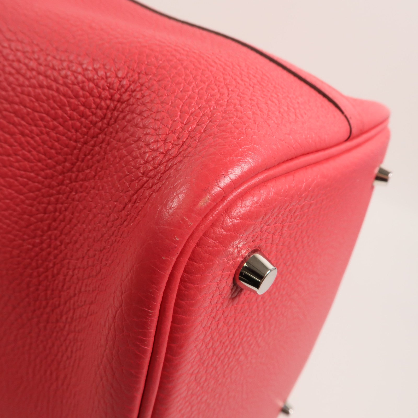 HERMES Clemence皮革Picotin MM手挽袋Rose Extreme